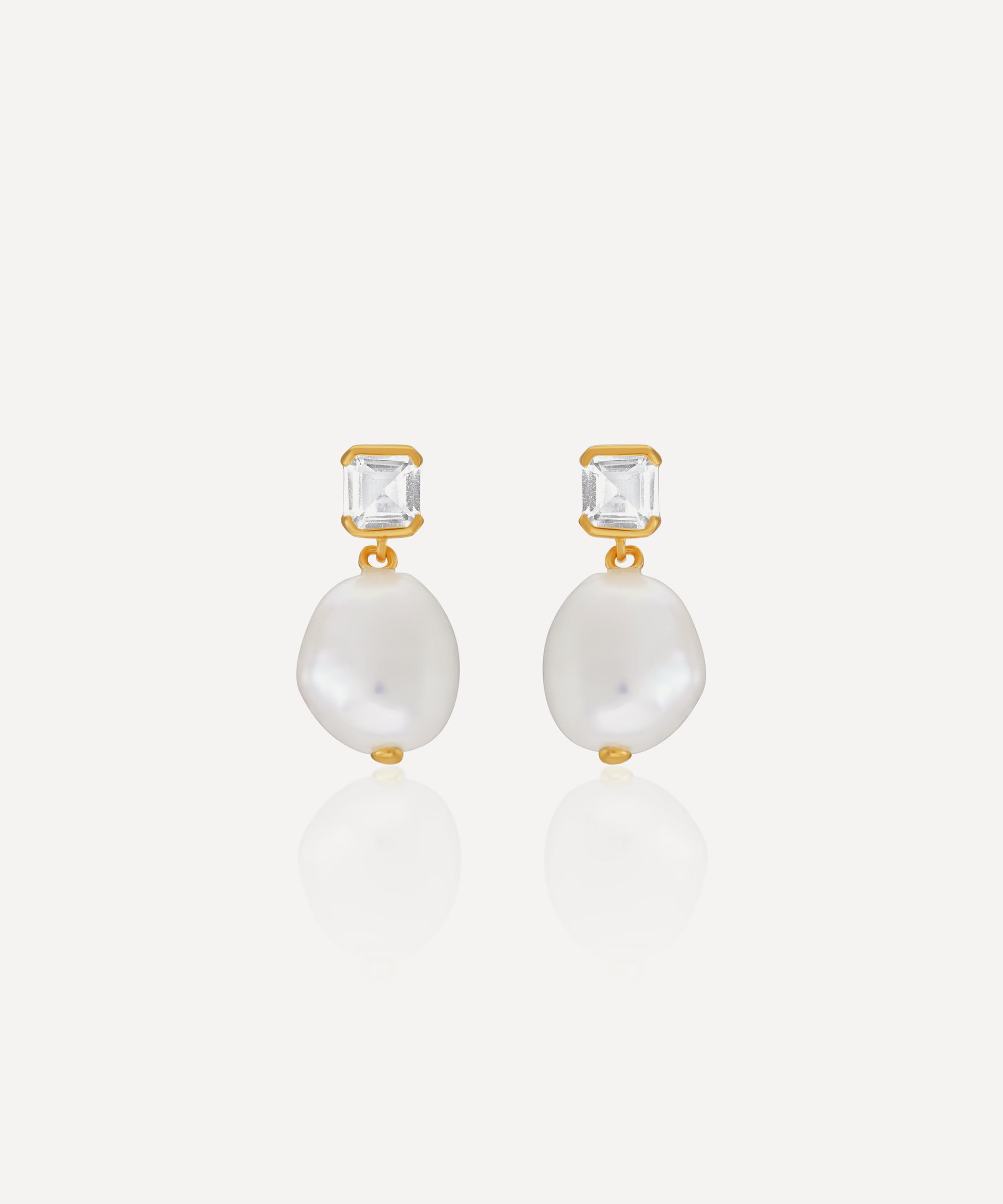 V by Laura Vann 18ct Gold-Plated Vermeil Silver Bella Baroque Pearl Drop Earrings Luxury Christmas Gift / Present