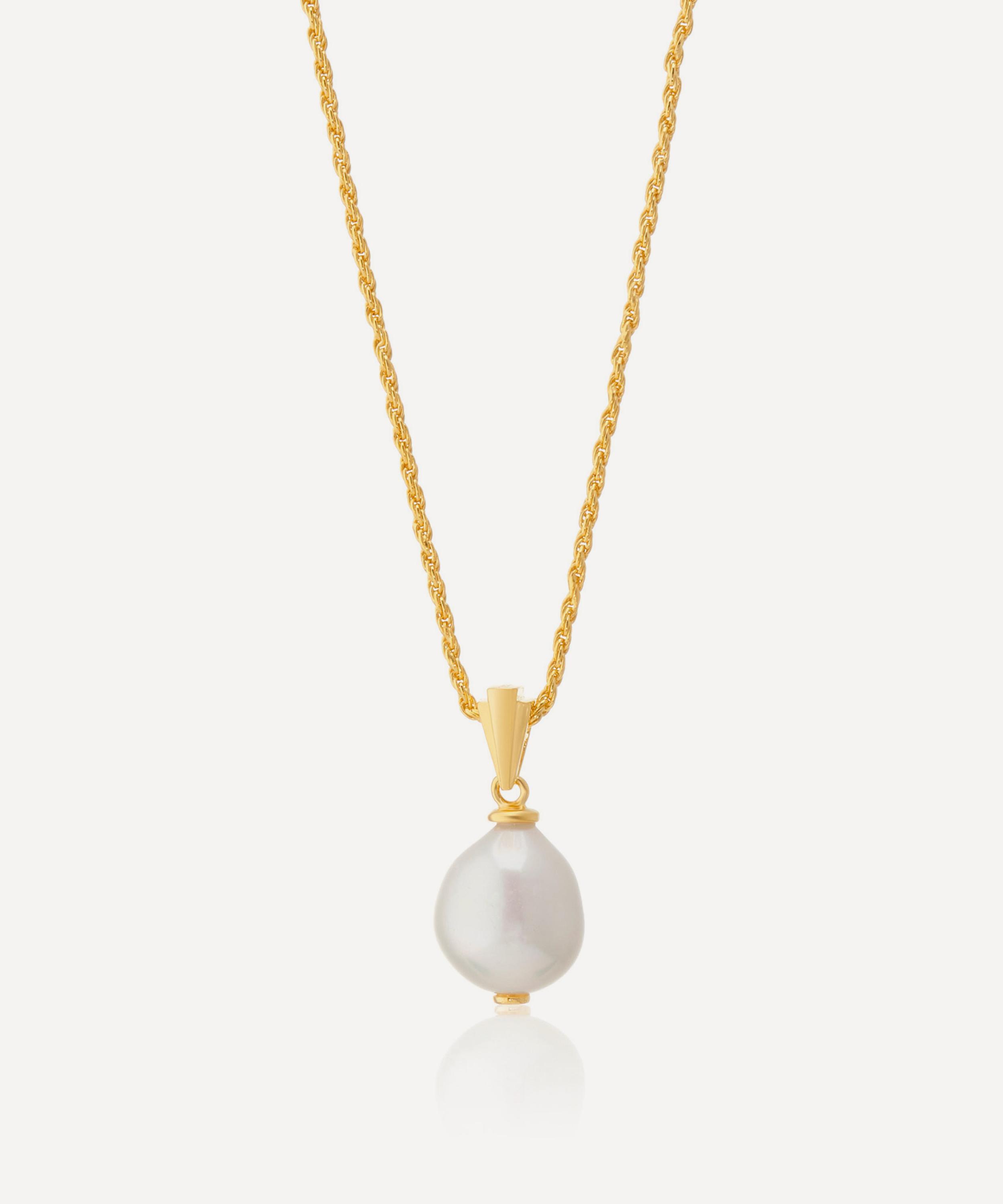 V by Laura Vann 18ct Gold-Plated Coco Pearl Pendant Necklace Luxury