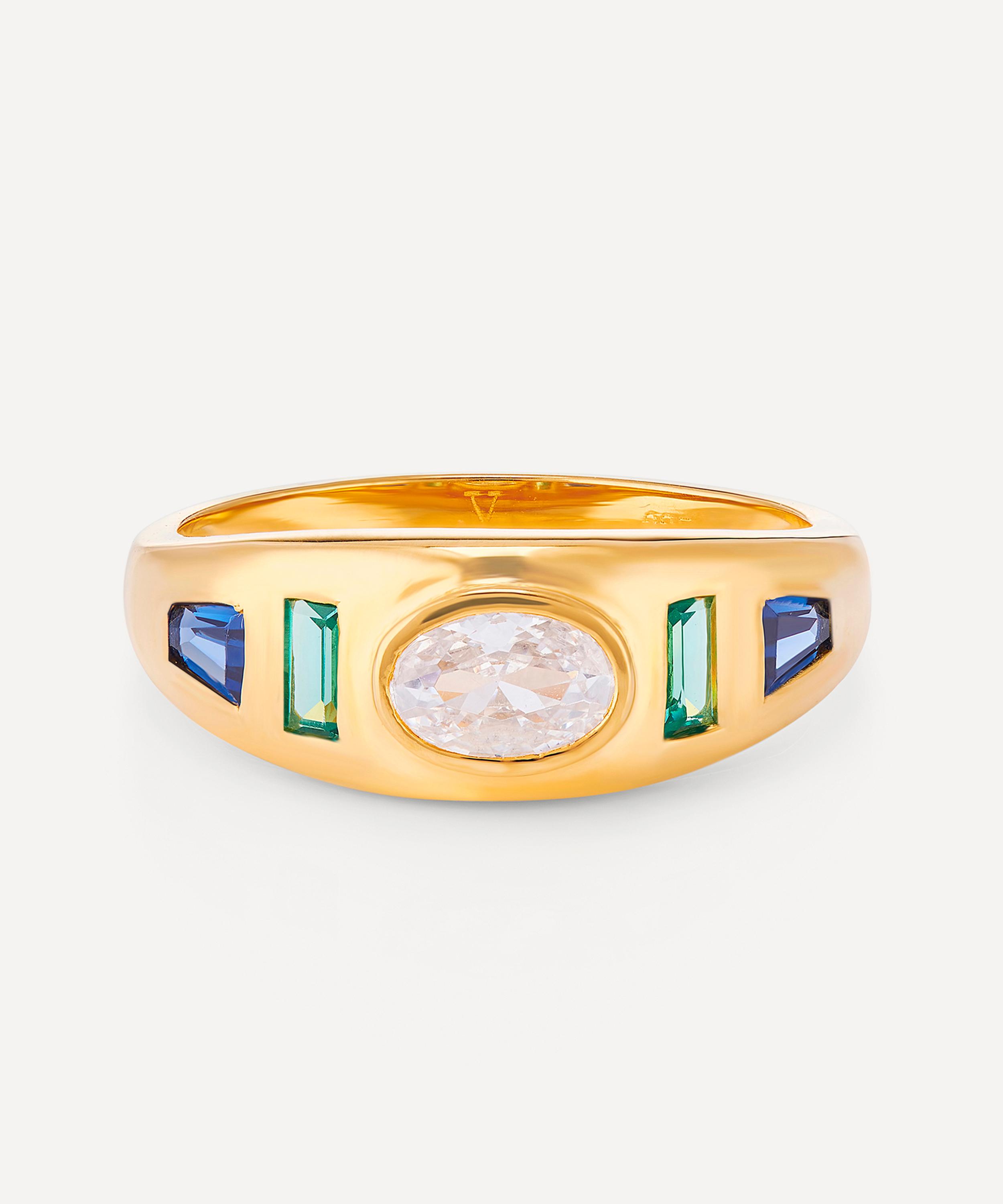 V By Laura Vann 18ct Gold-plated Sara Stone Set Gypsy Ring