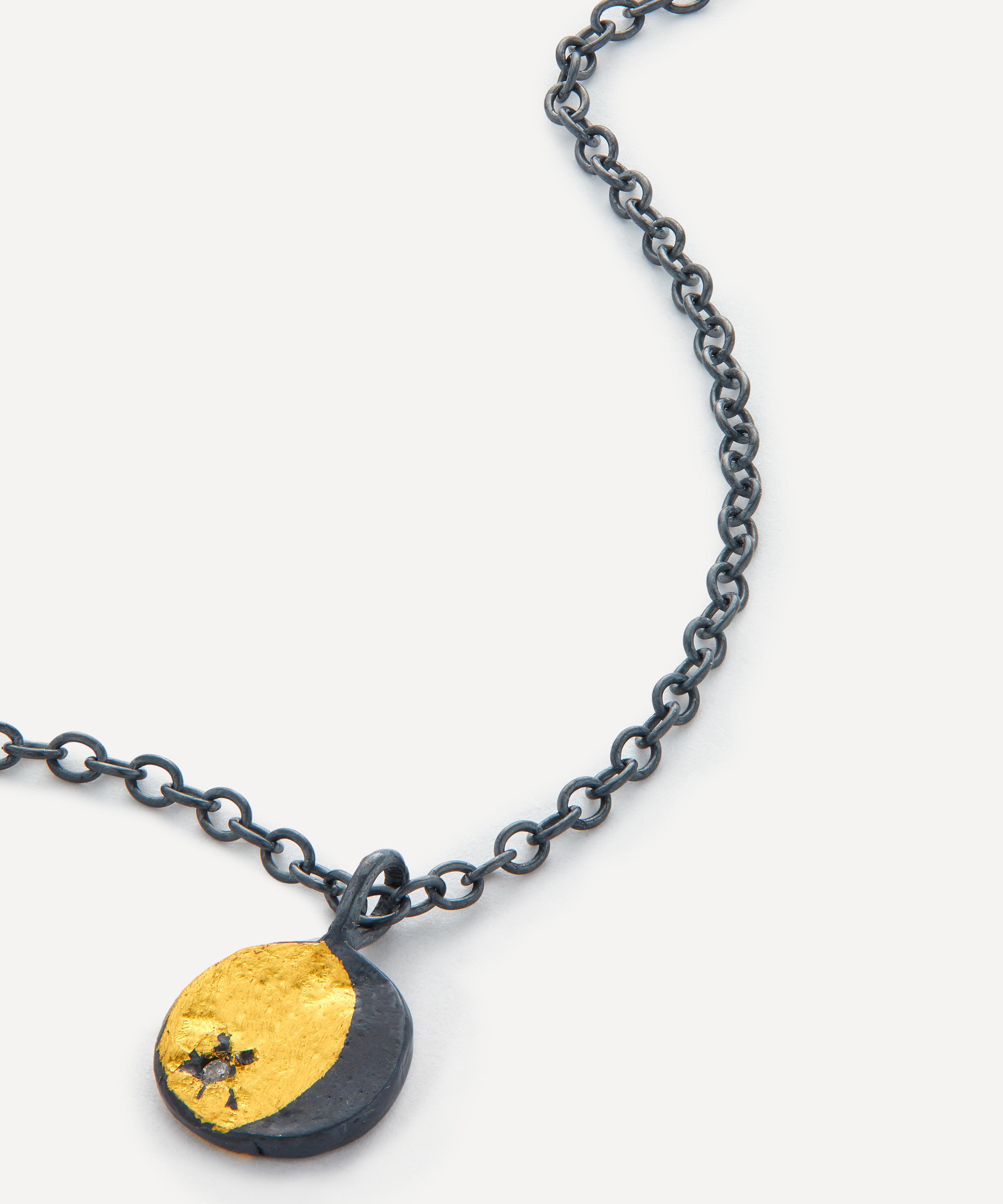 Acanthus Mixed Metal Tiny Lunal Coin Pendant Necklace