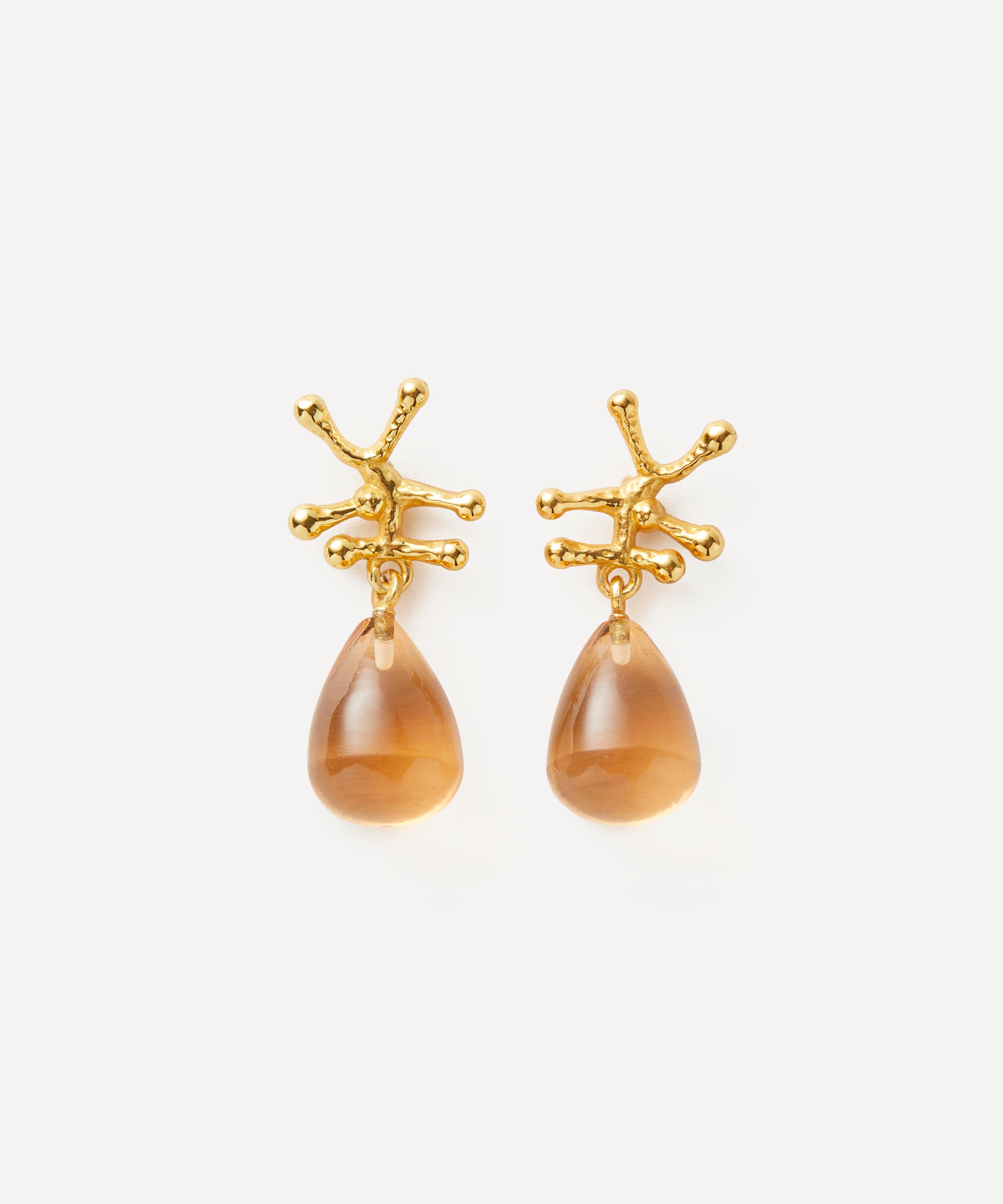 SHYLA SHYLA 22CT GOLD-PLATED NURIA CHAMPAGNE DROP EARRINGS 