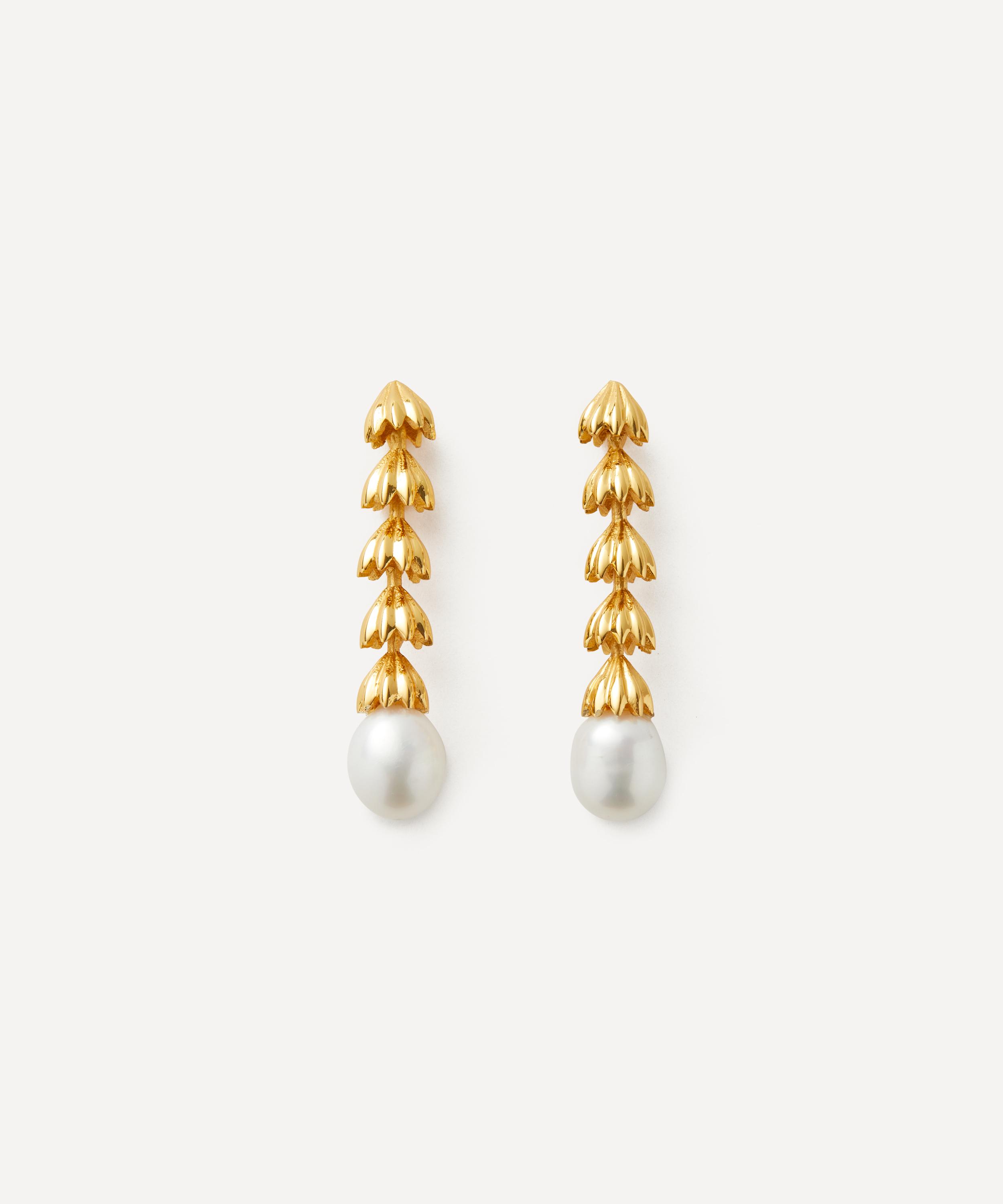 SHYLA SHYLA 22CT GOLD-PLATED CHANDELIER PEARL DROP EARRINGS 