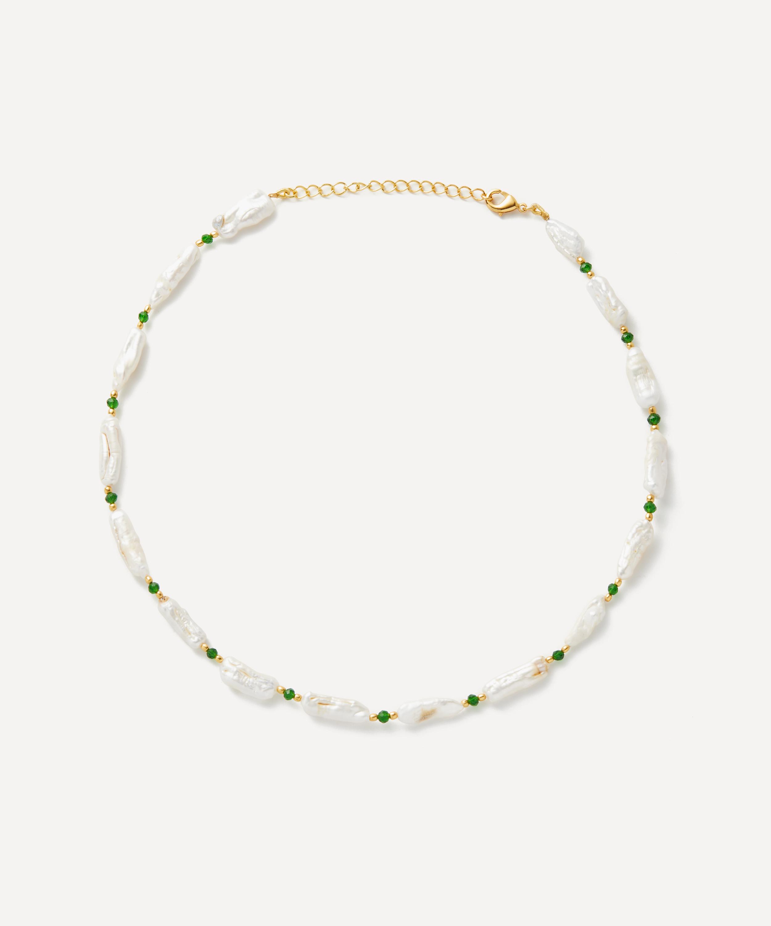 Shop Shyla 22ct Gold-plated Bondi Pearl And Emerald Necklace