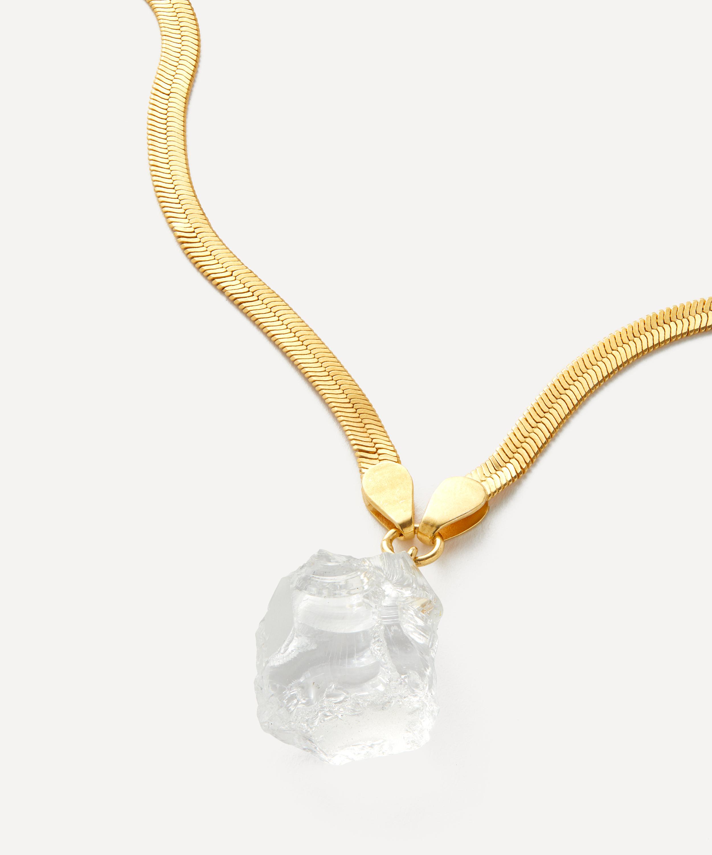 Shop Shyla 22ct Gold-plated Serpentine Raw Crystal Pendant Necklace
