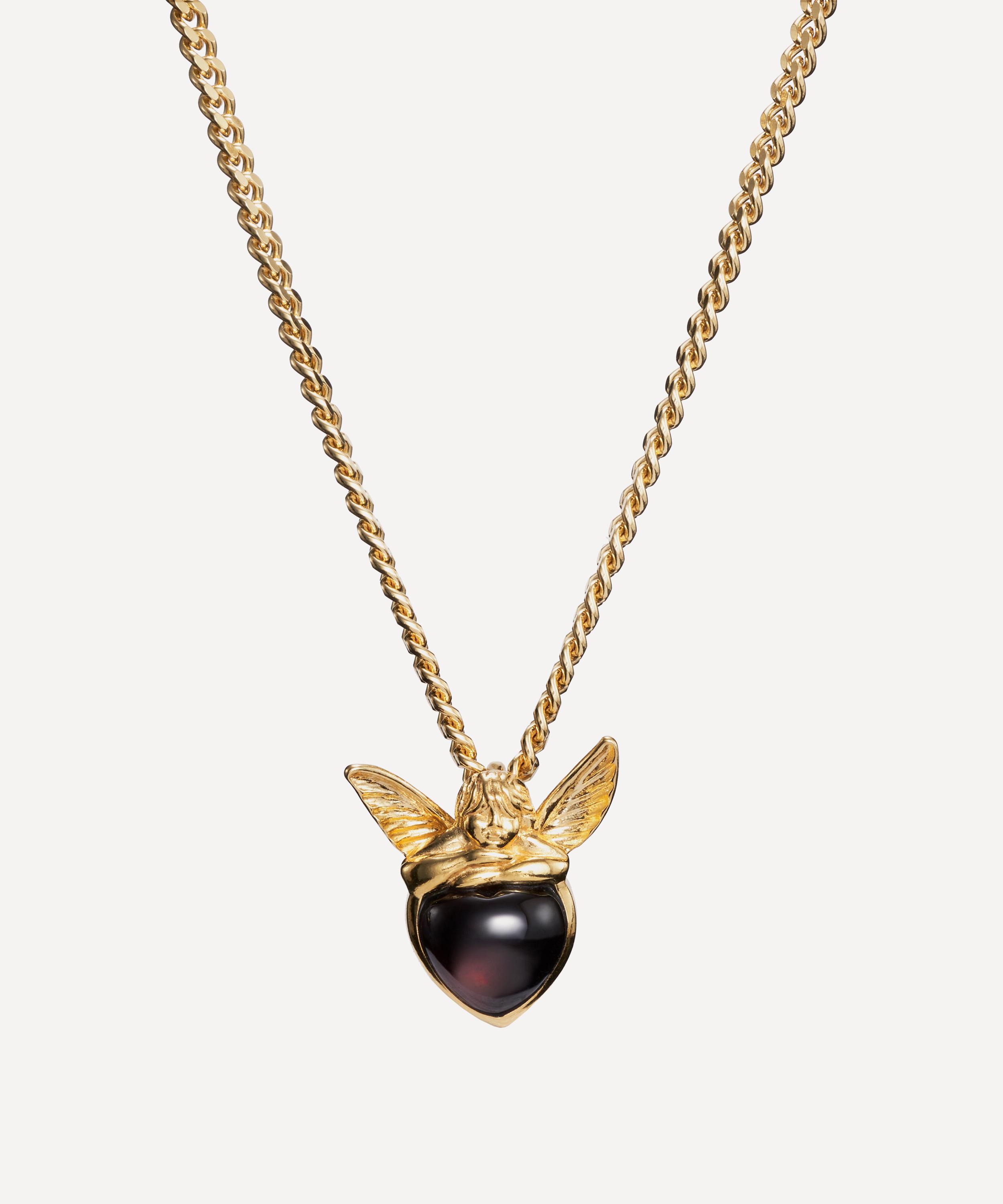 Shop Maria Nilsdotter 18ct Gold-plated Cherub Garnet Pendant Necklace