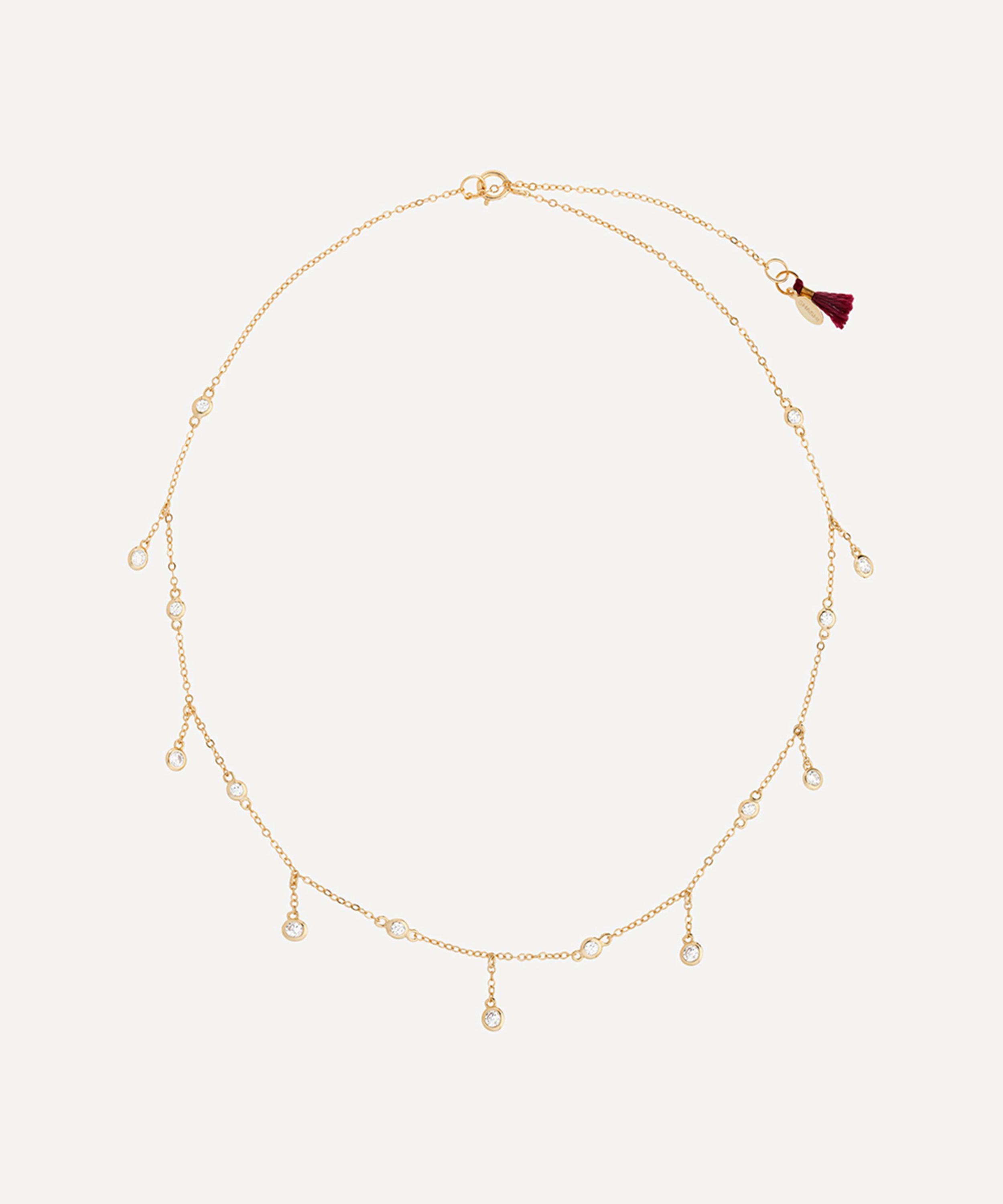Shashi 14ct Gold-plated Solitaire Drop Necklace