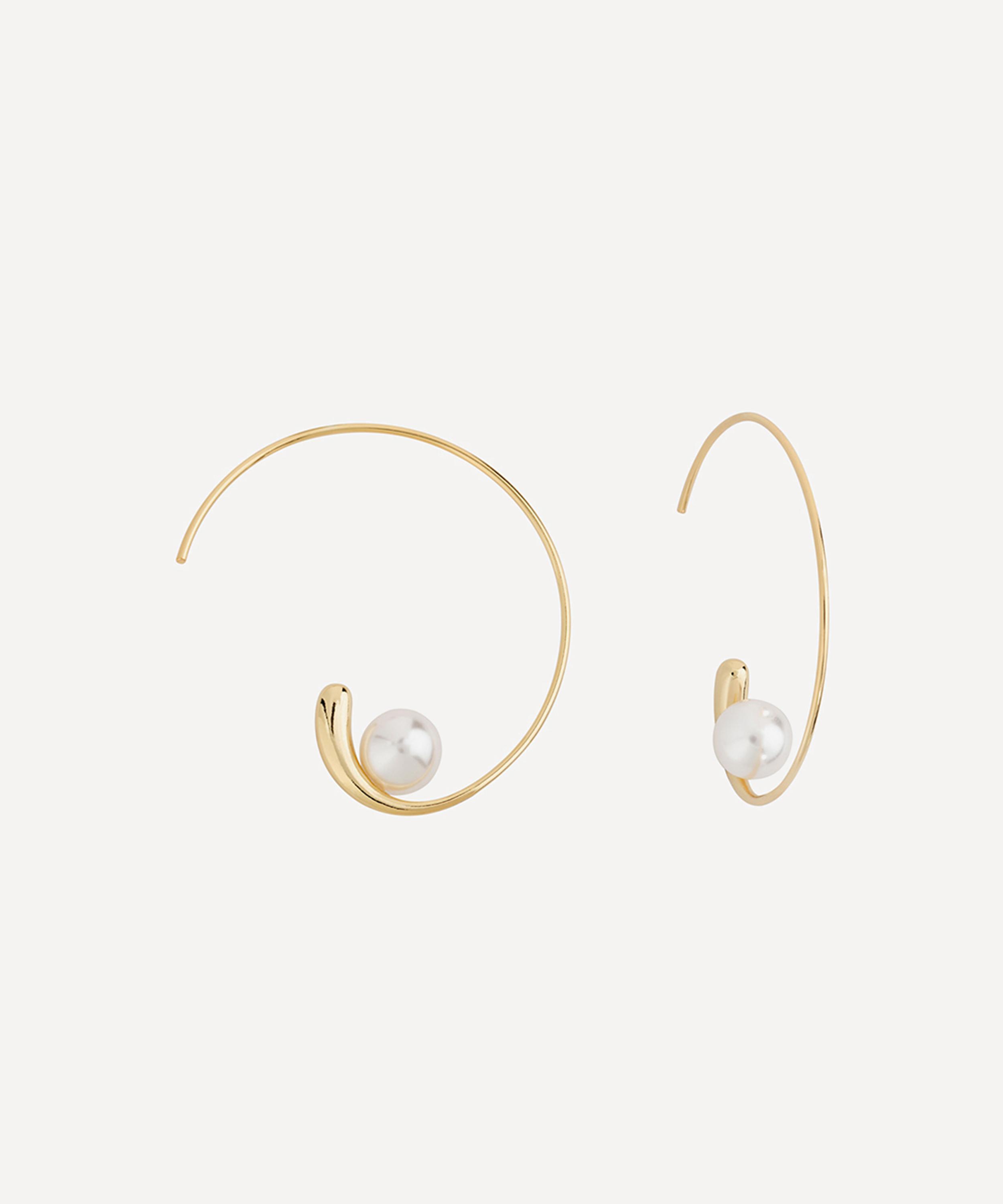 Shashi 14ct Gold-plated Jemima Pearl Hoop Earrings