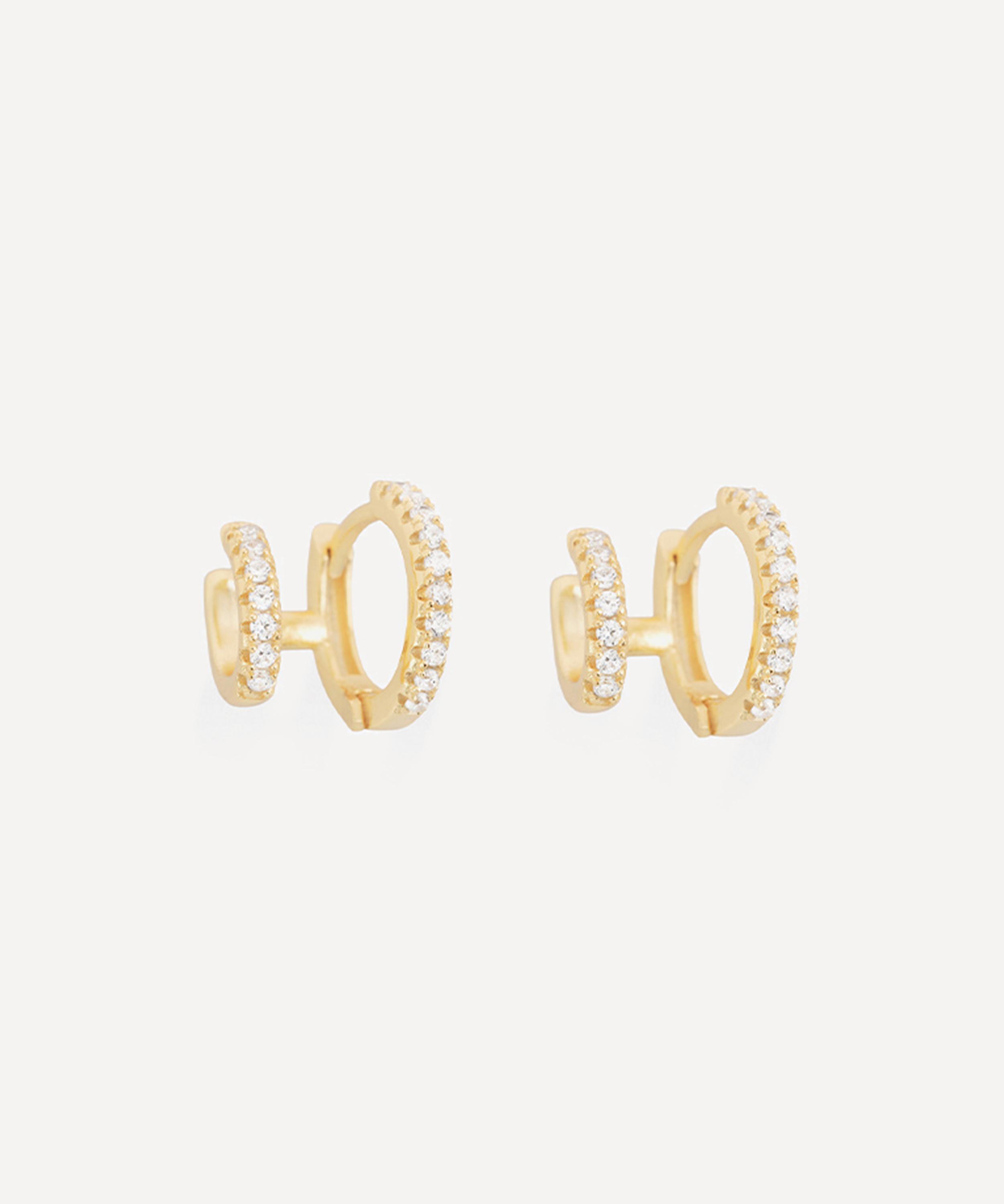 Shashi 14ct Gold-plated Katerina Double Hoop Earrings