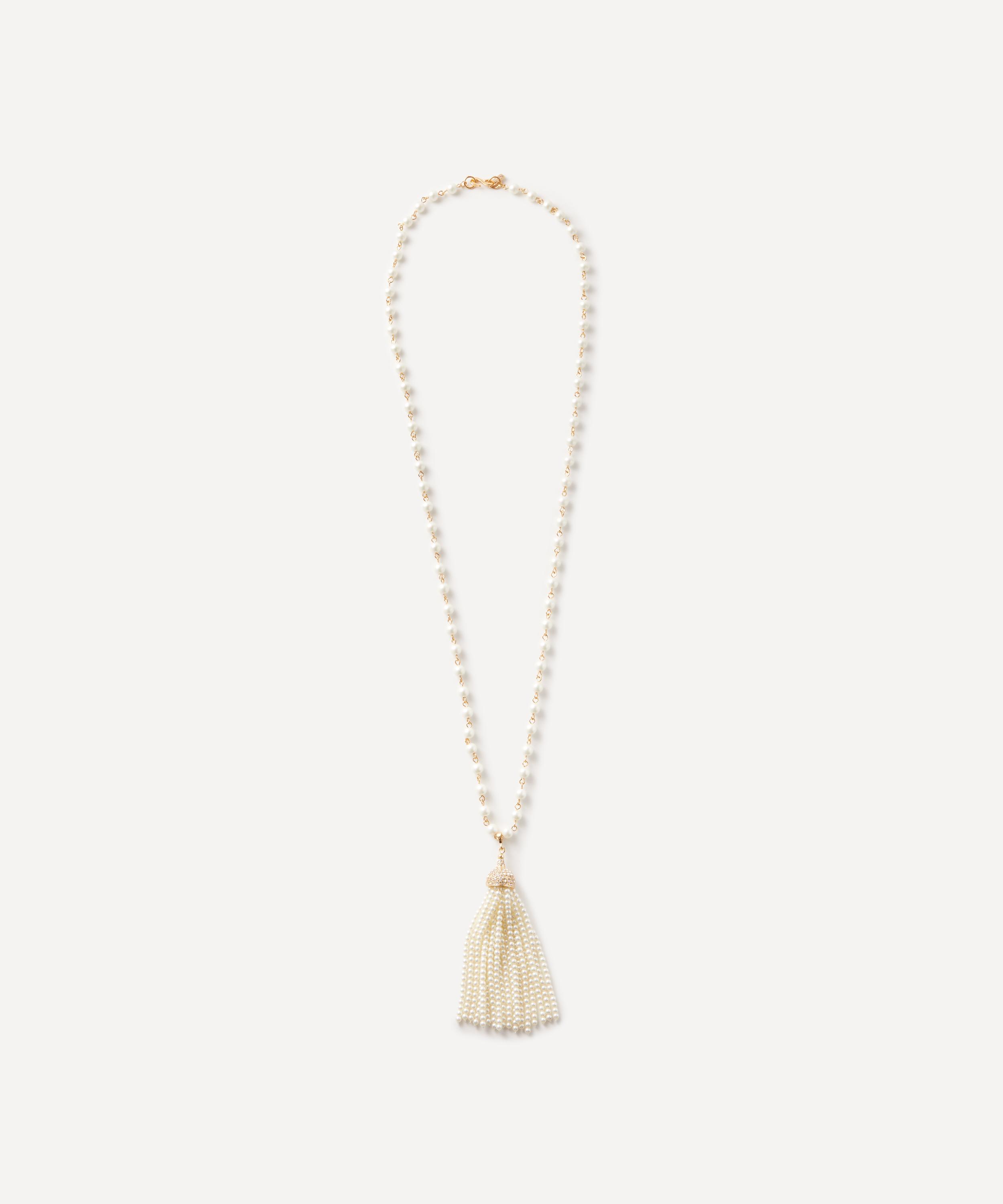 Kenneth Jay Lane Gold-plated Pearl And Crystal Tassel Necklace