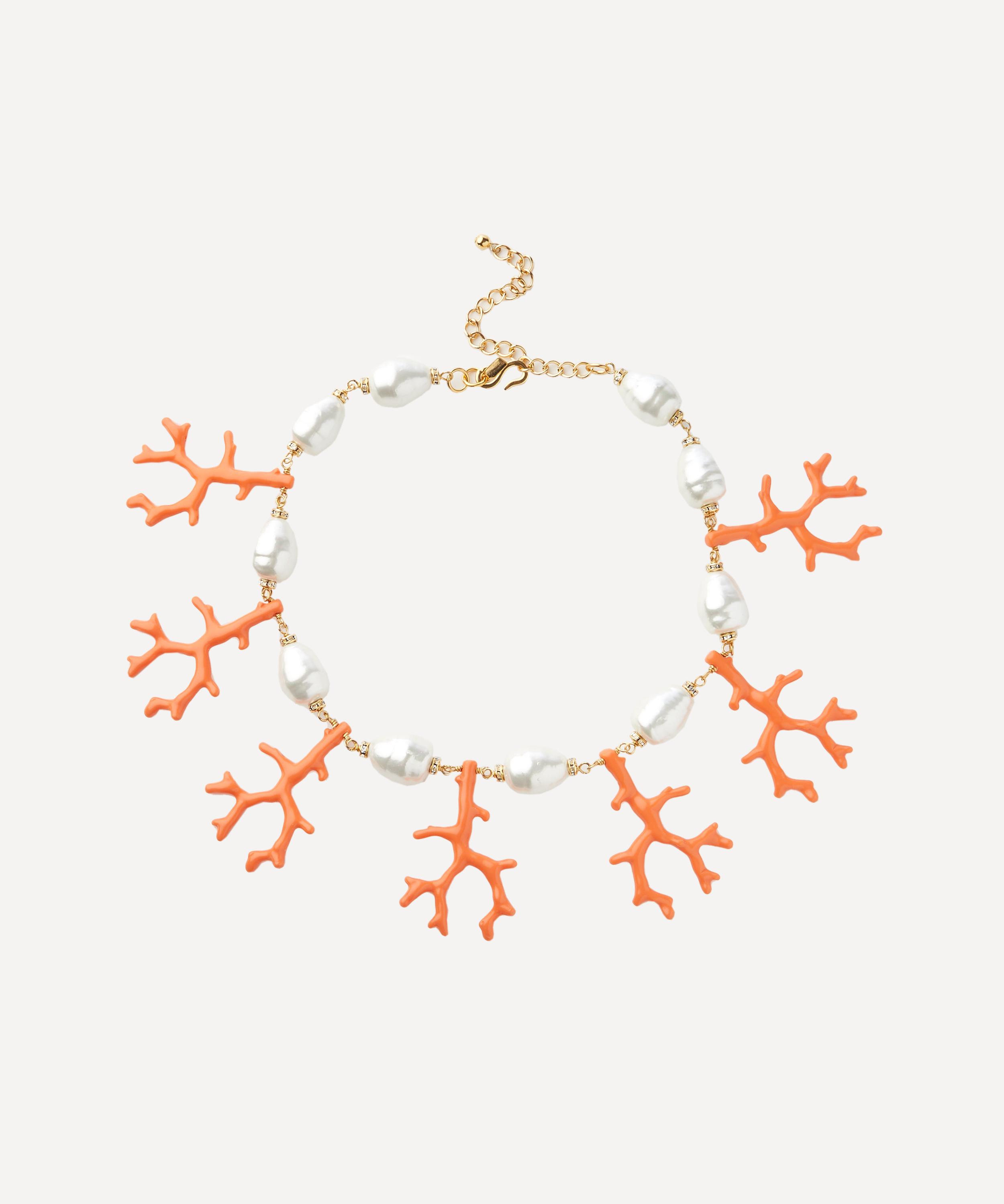 Kenneth Jay Lane Gold-plated Baroque Pearl And Coral Drop Necklace