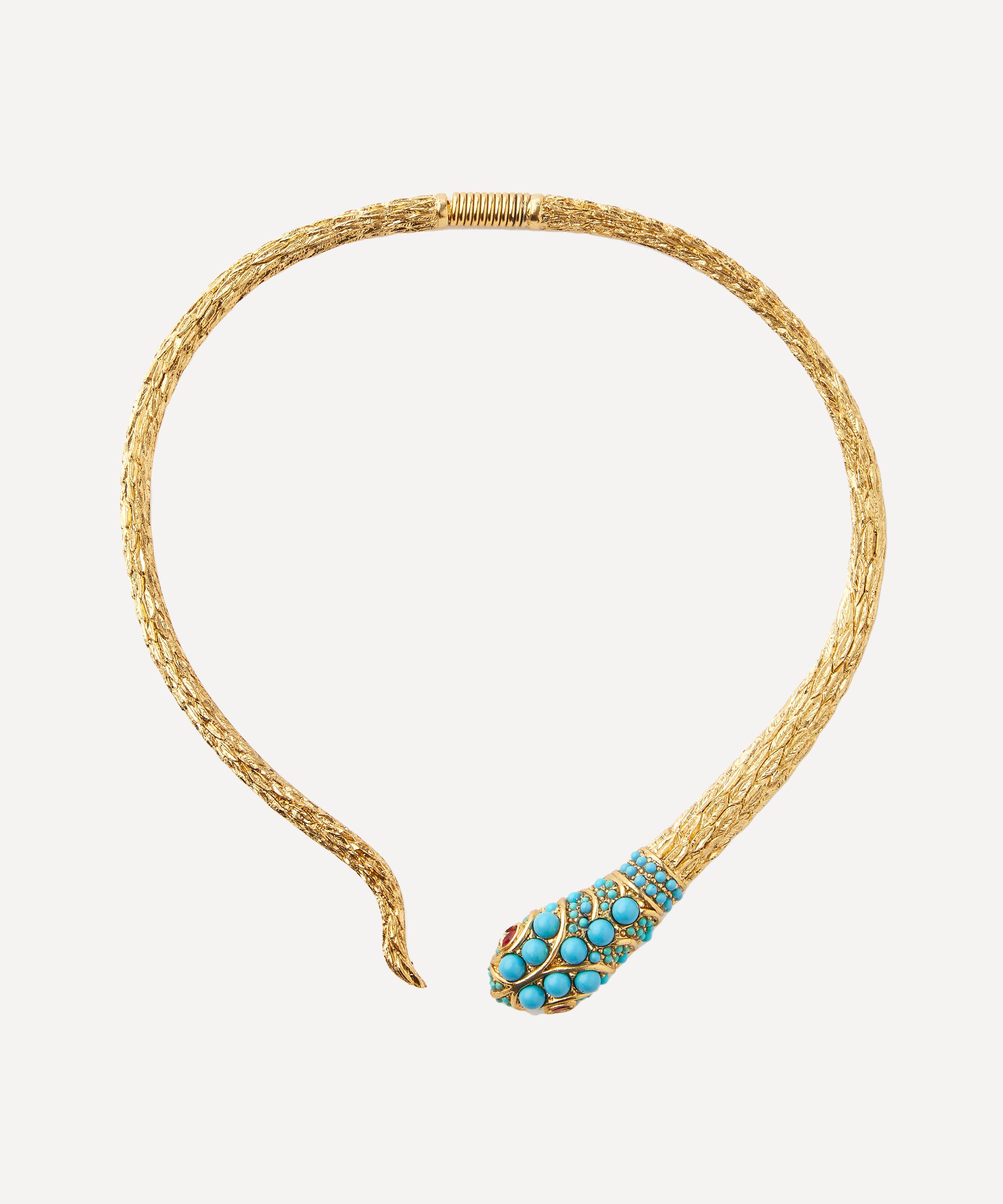 Kenneth Jay Lane Gold-plated Turquoise And Ruby Snake Collar Necklace