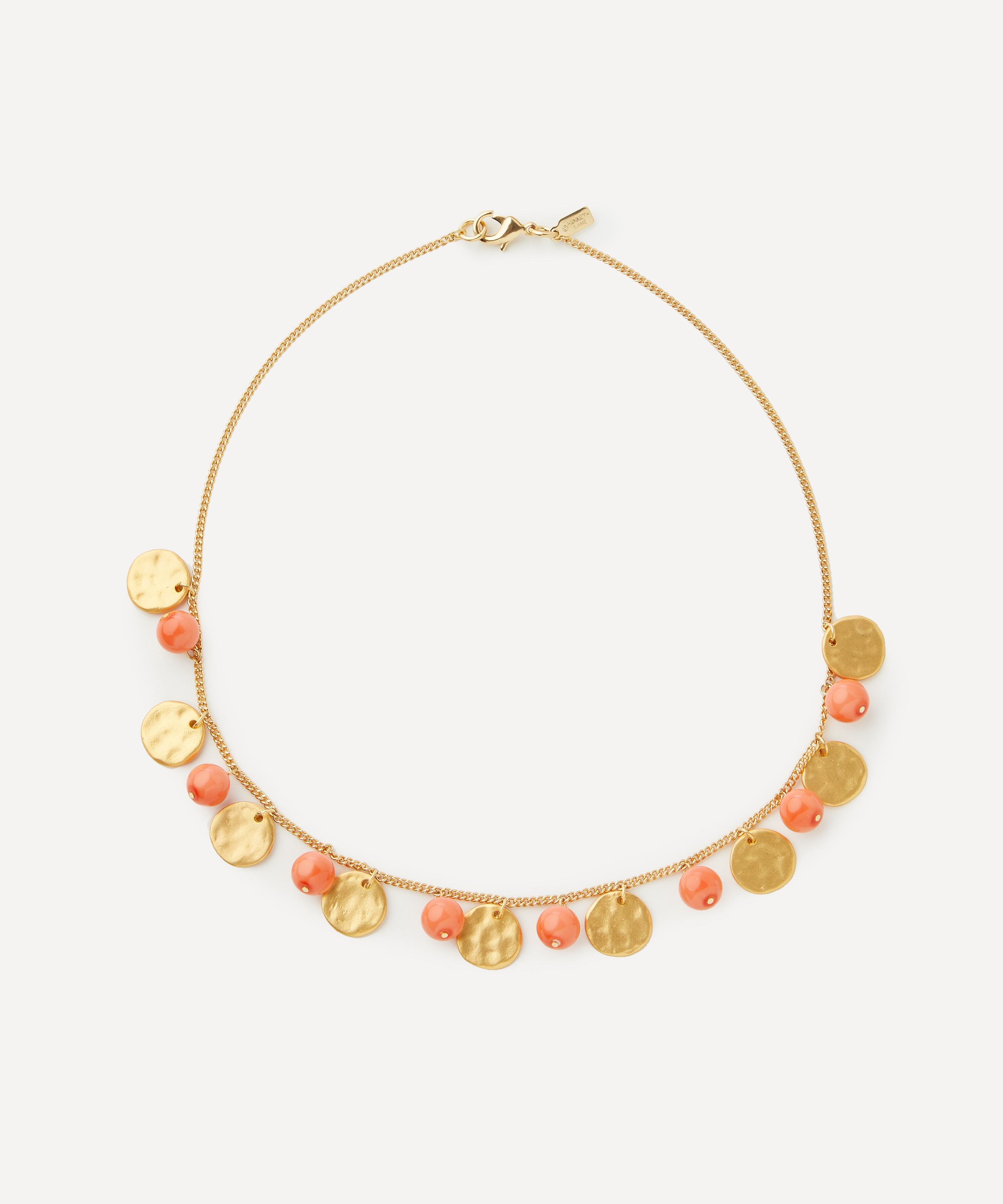 Kenneth Jay Lane Gold-plated Coin And Coral Drop Necklace