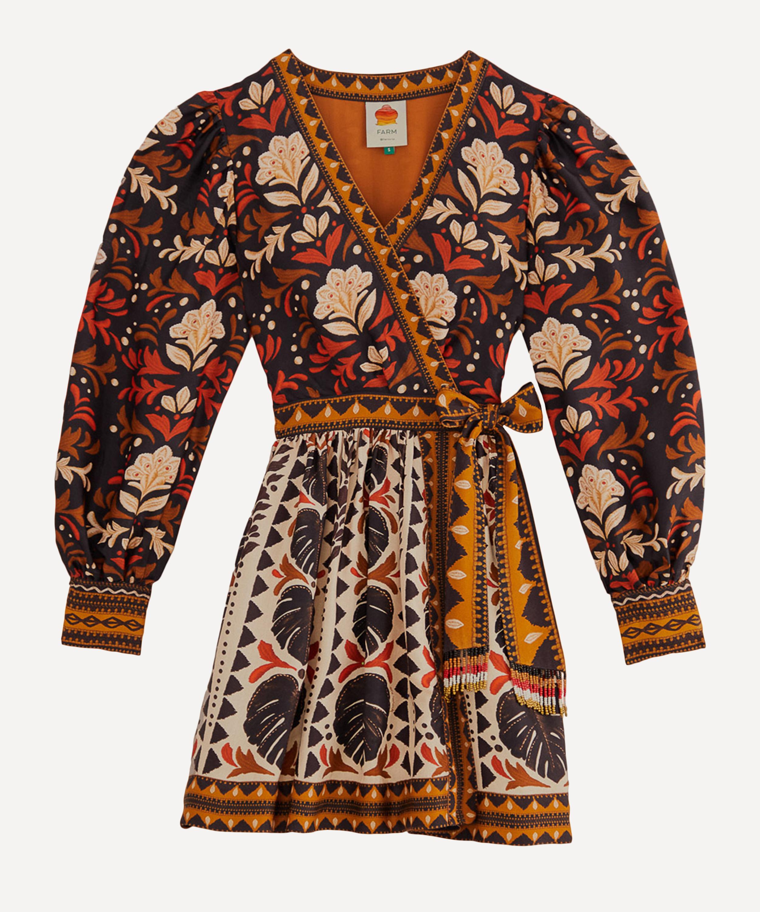 Farm Rio Women's Multicolour Tapestry Garden V-neck Mini-dress