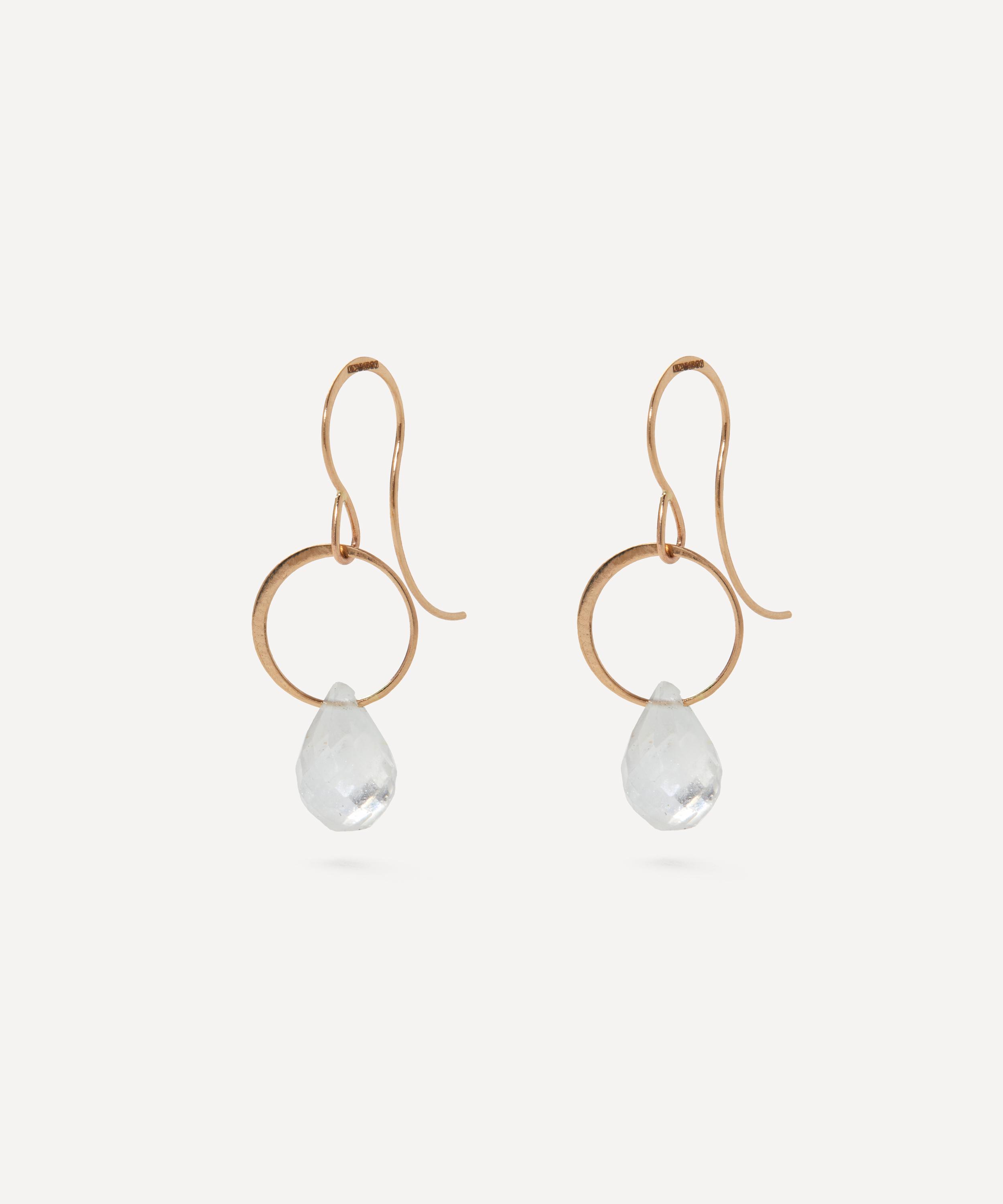 Shop Melissa Joy Manning 14ct Gold White Topaz Single Drop Earrings