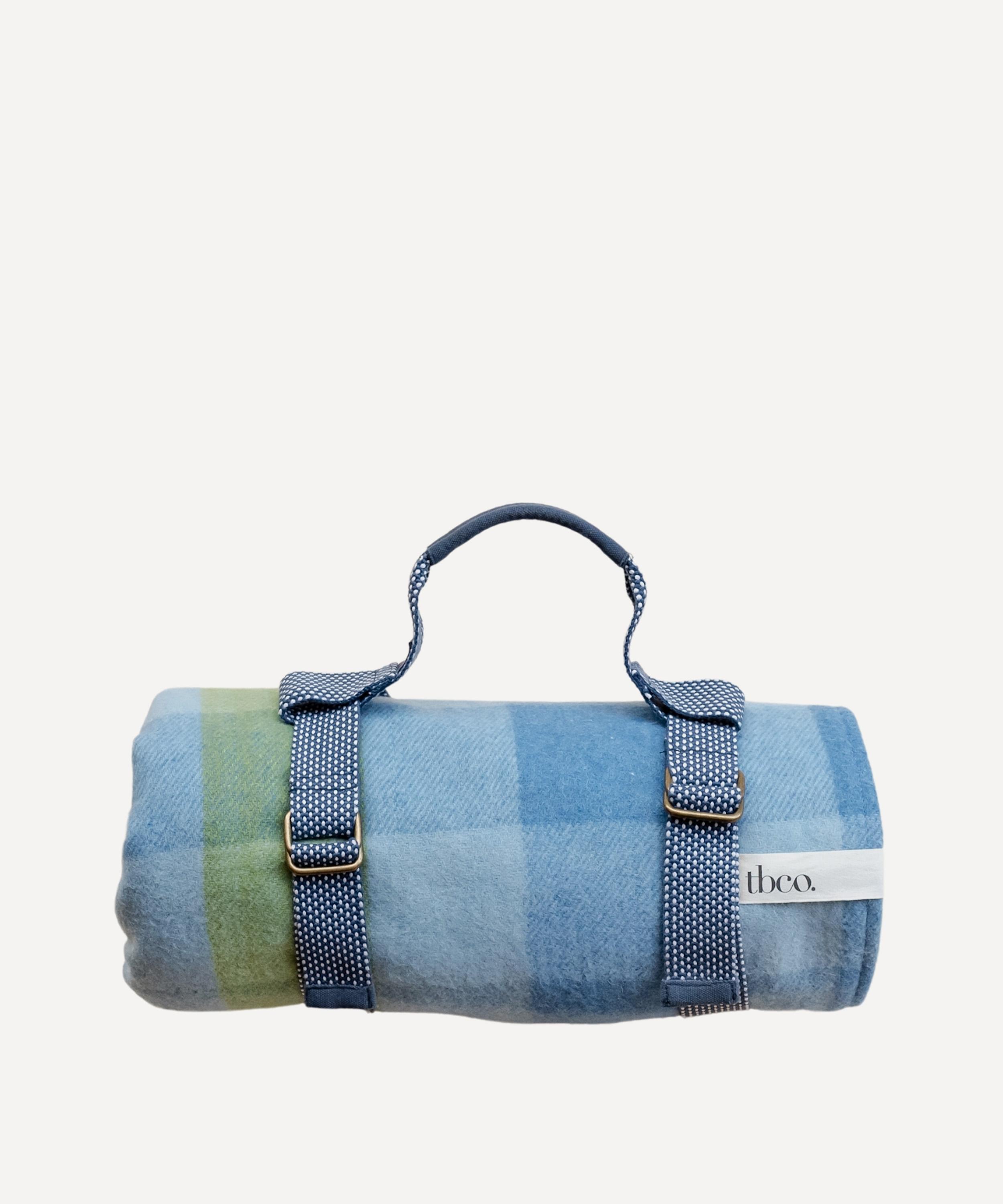 The Tartan Blanket Co. Blue Gradient Gingham Wool Picnic Blanket
