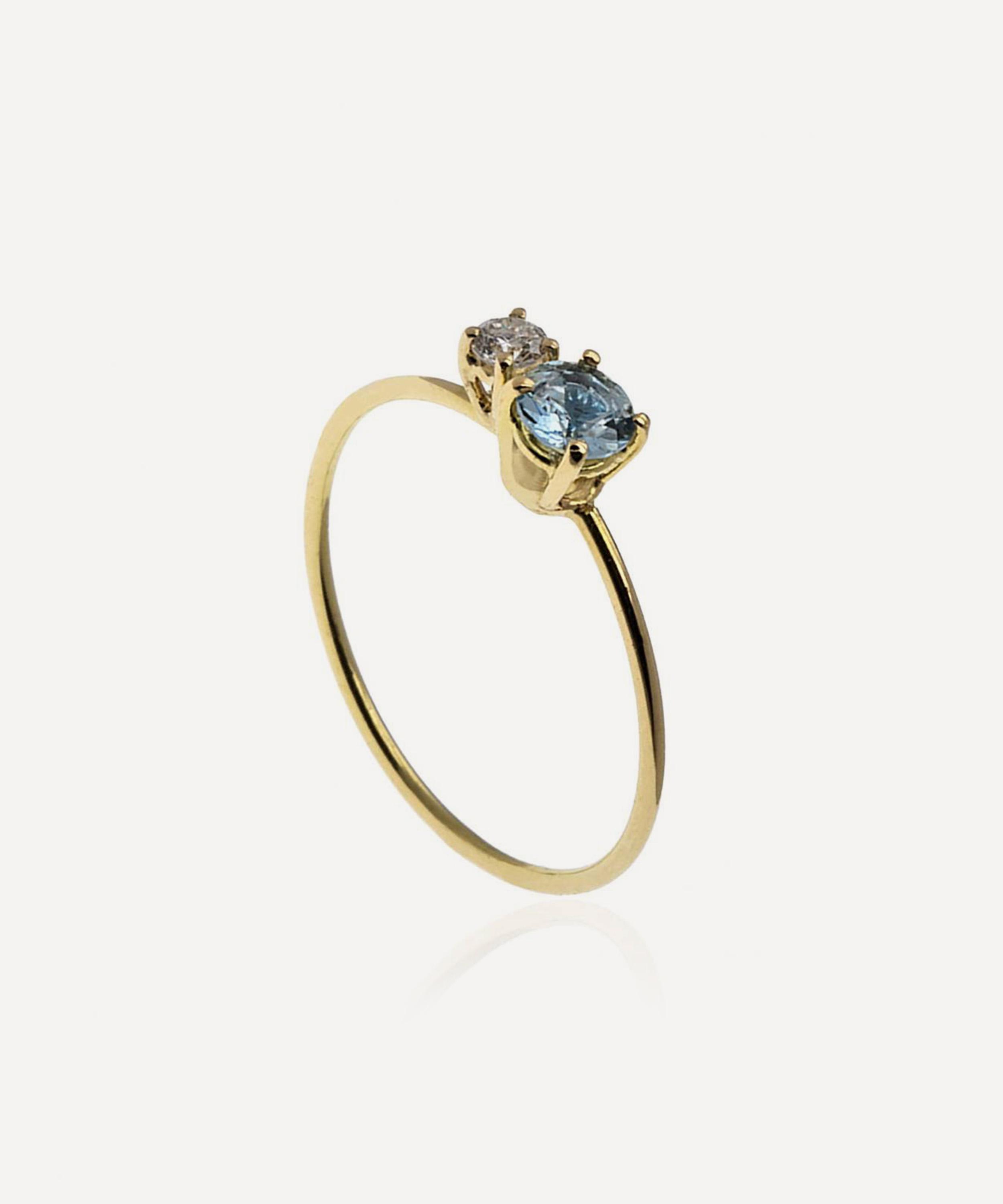 Atelier Vm 18ct Gold Principesca Diamond And Aquamarine Ring