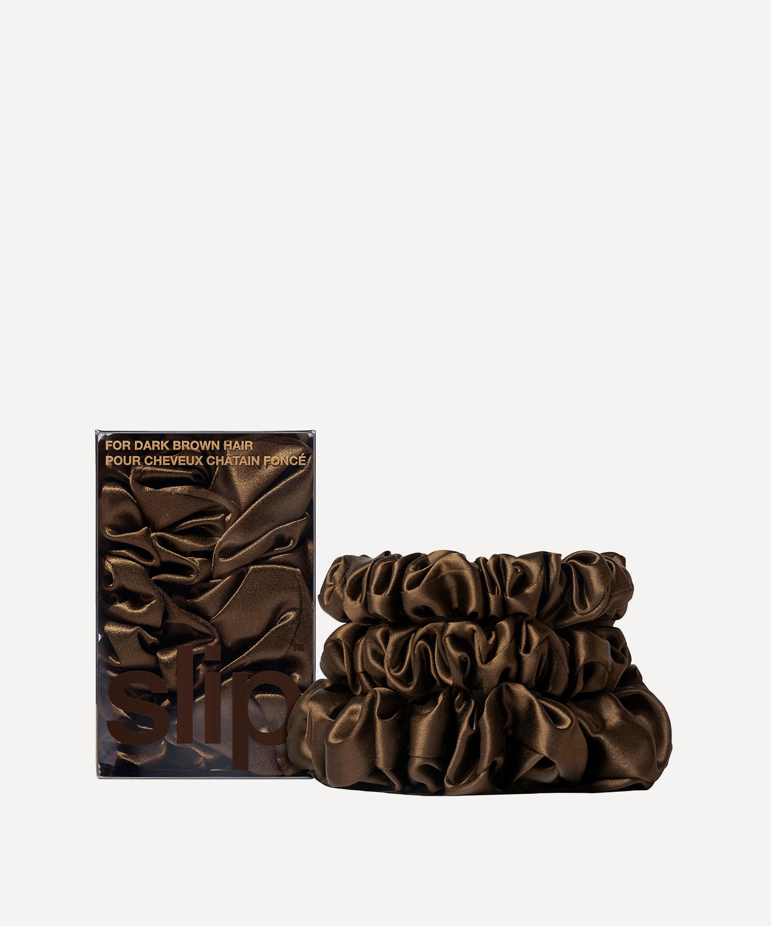 Slip Back To Basics Dark Brown Silk Scrunchie Trio