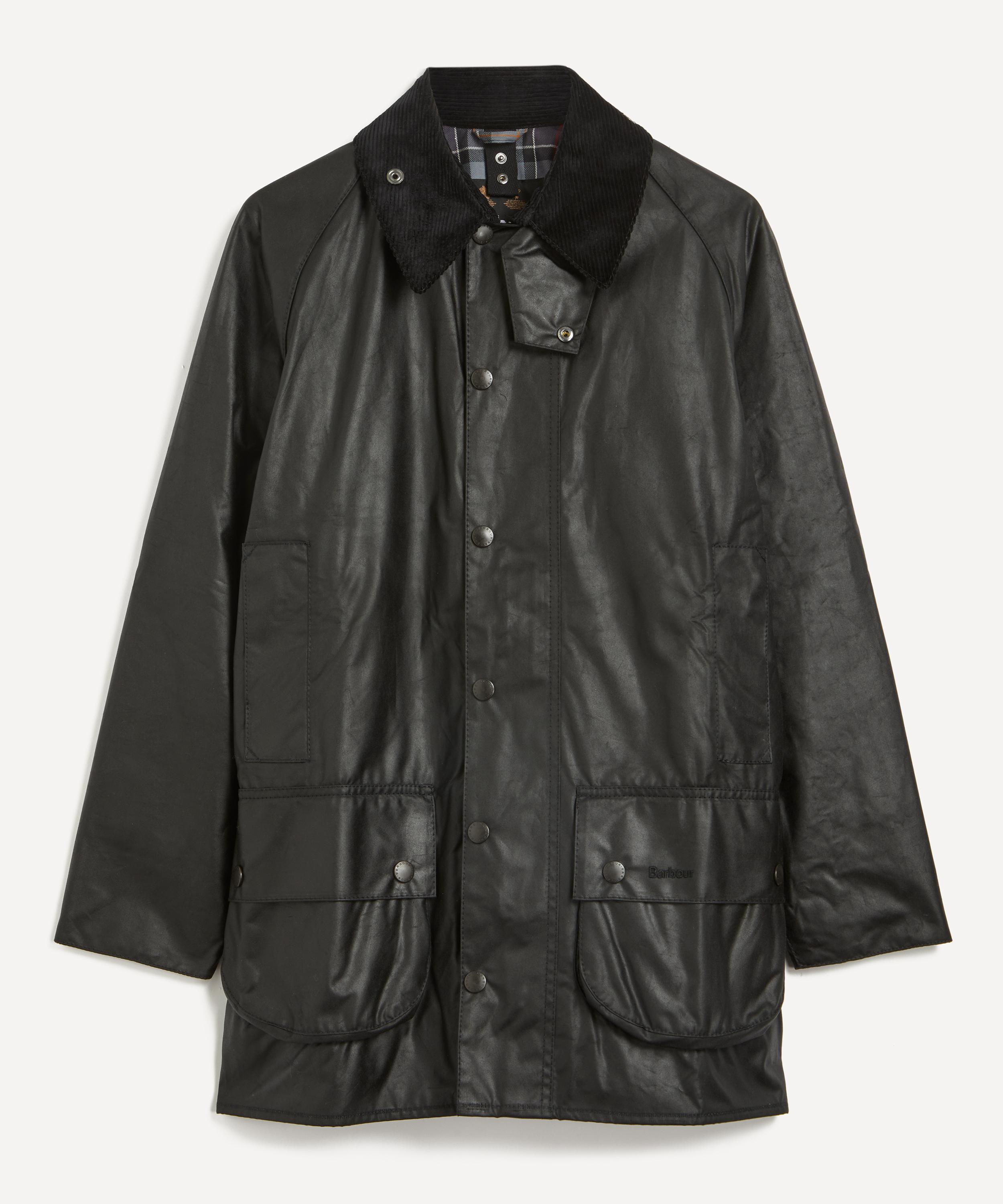 Barbour Sage Green Beaufort Waxed Jacket In Black