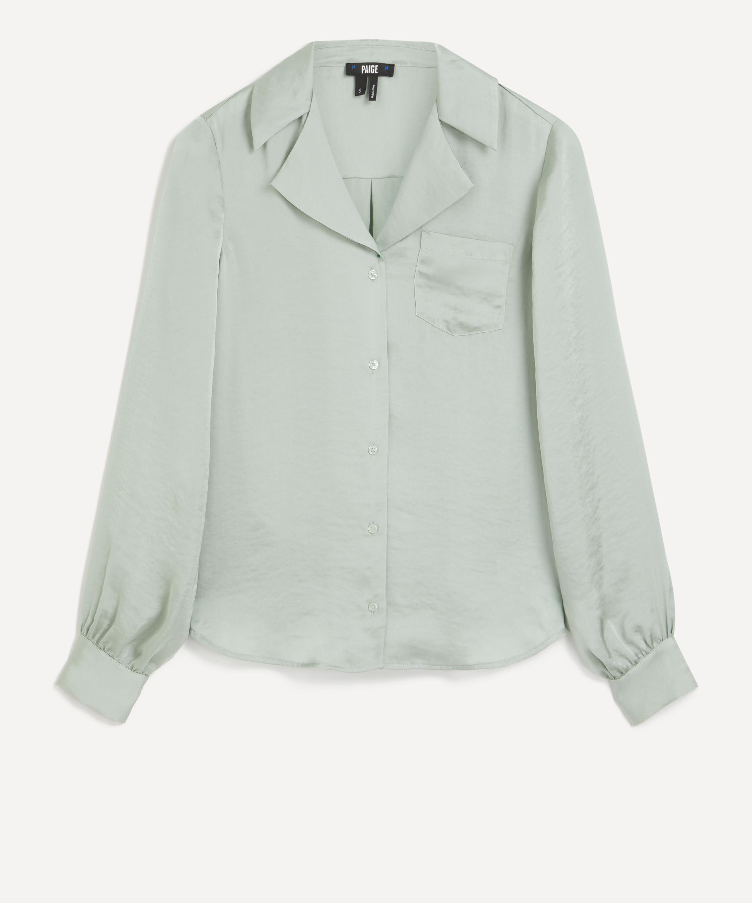 PAIGE PAIGE WOMEN'S CAPRIANA DUSTY SAGE SATIN SHIRT 