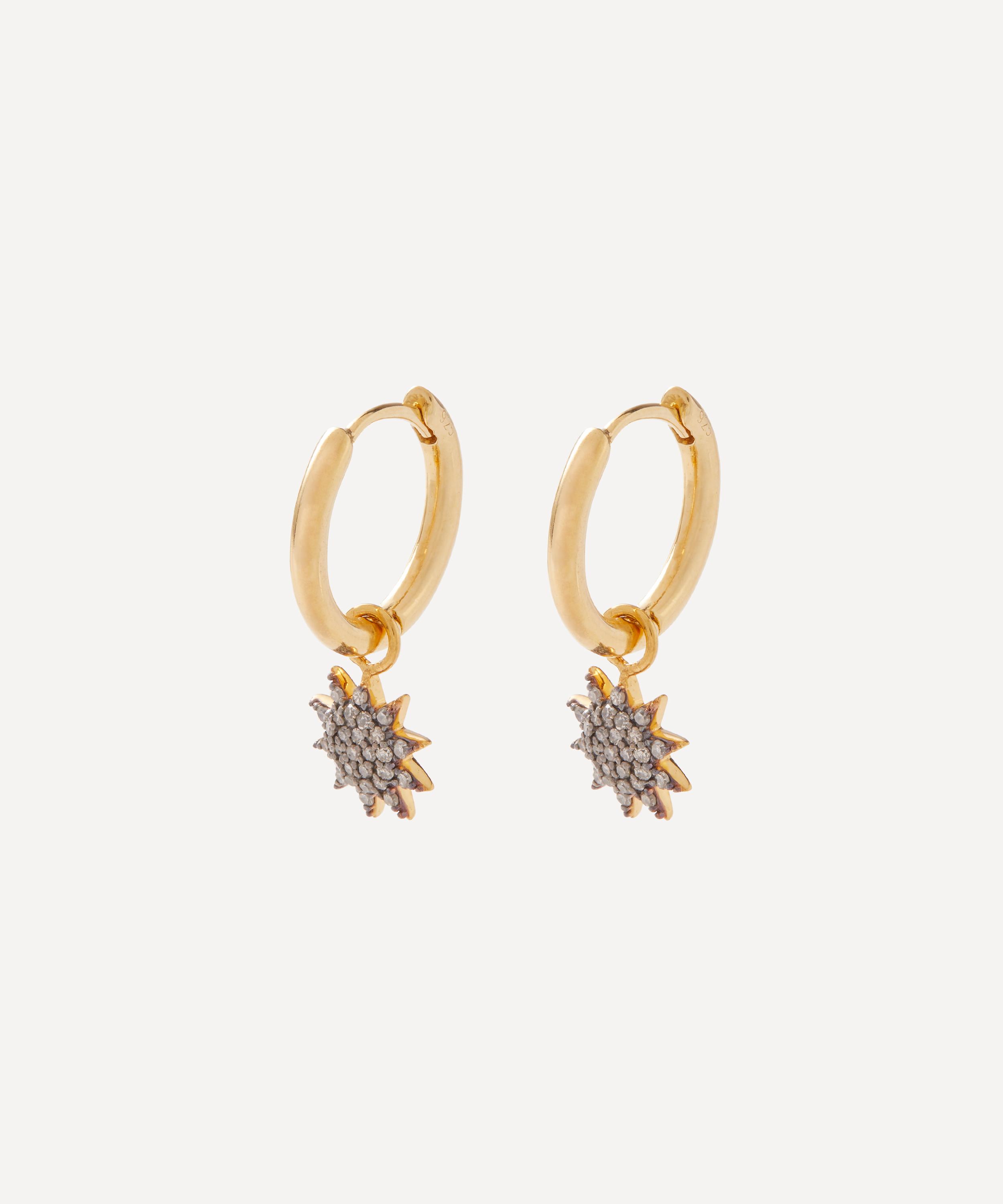 KIRSTIE LE MARQUE KIRSTIE LE MARQUE GOLD-PLATED DIAMOND STARBURST HOOP EARRINGS 