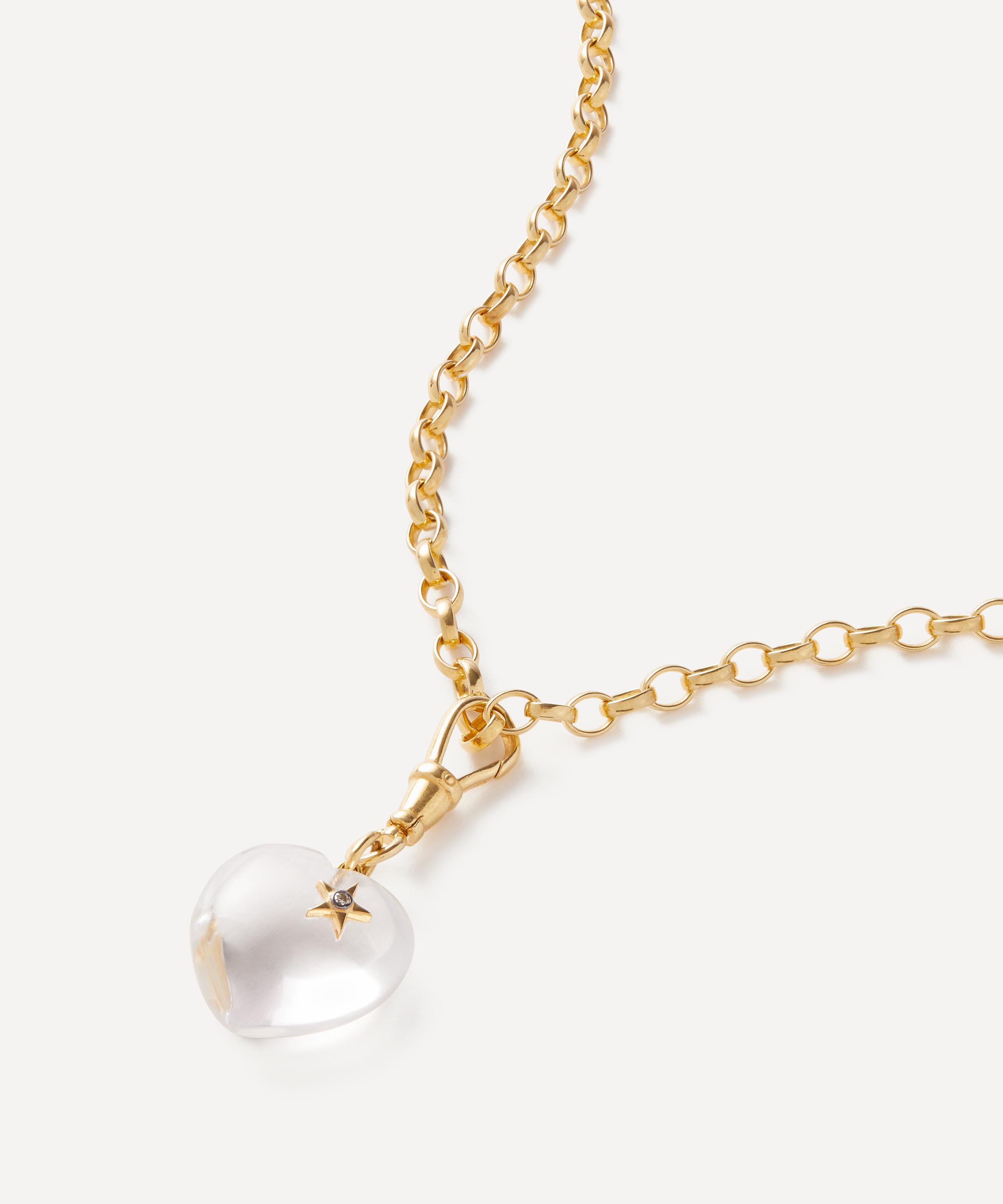 Shop Kirstie Le Marque Gold-plated Diamond And Quartz Chunky Heart Necklace