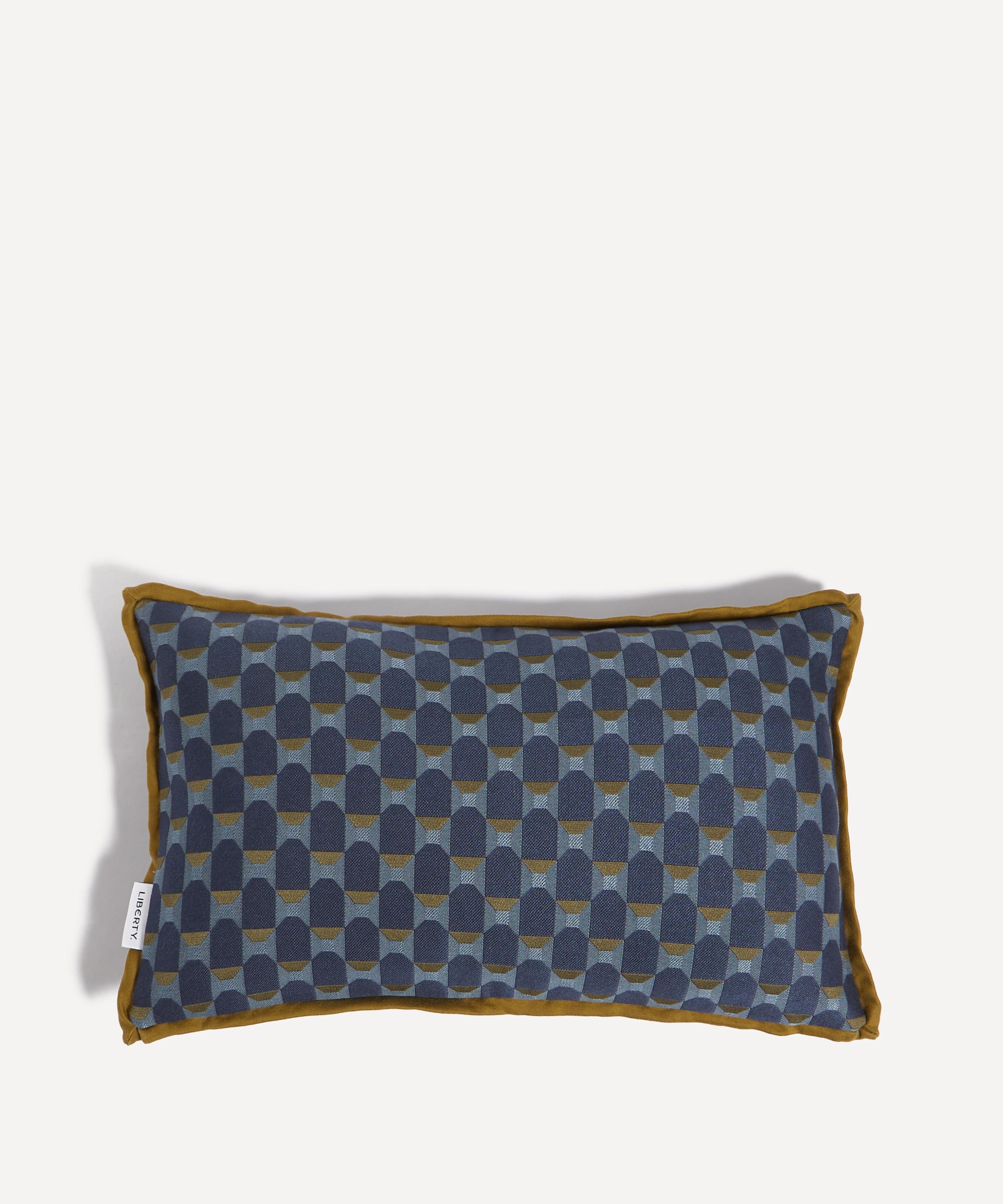 LIBERTY LIBERTY OBI CHECK JACQUARD RECTANGULAR CUSHION IN ACACIA 