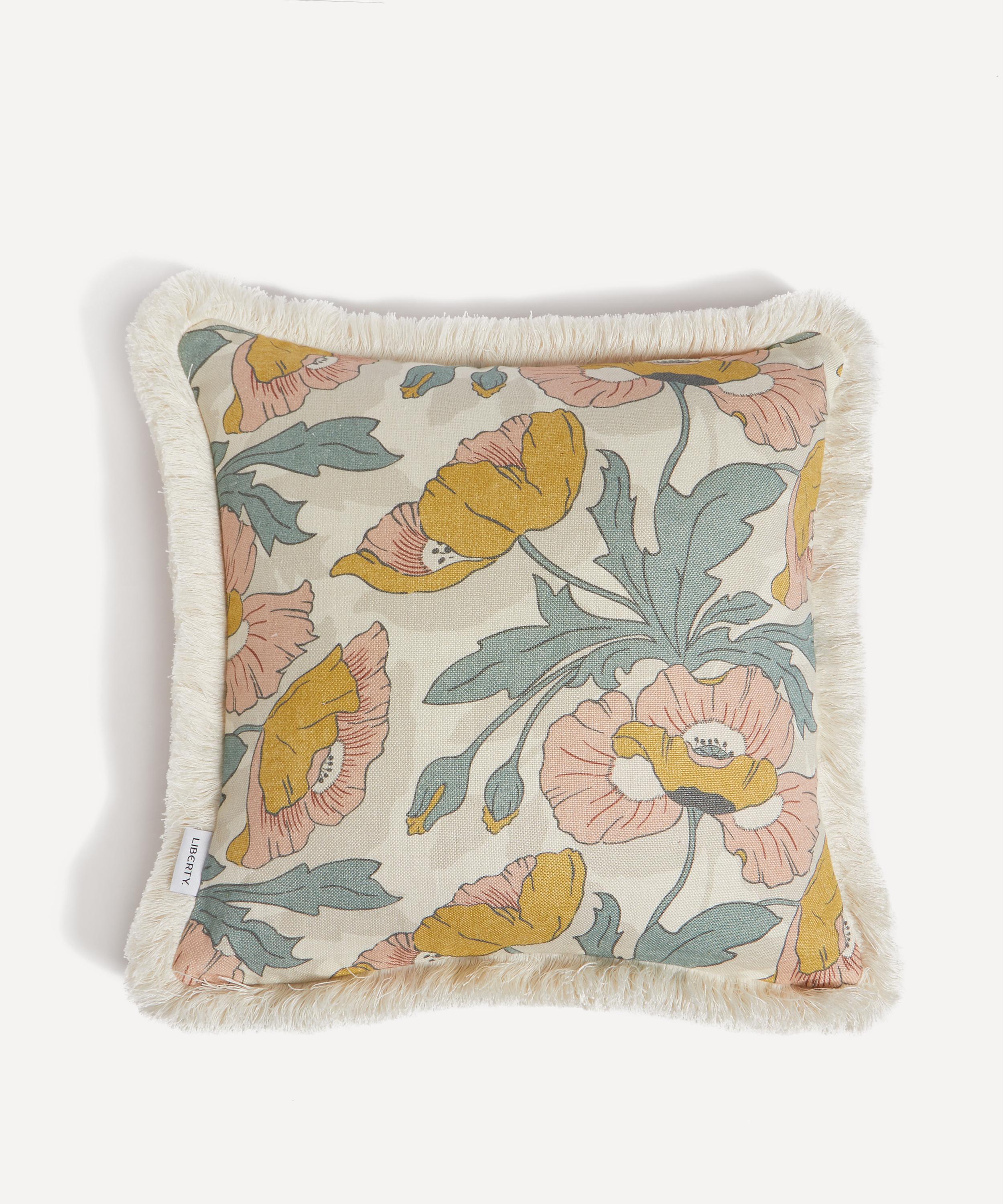 Liberty Butterfield Square Cotton Velvet Cushion In Lichen