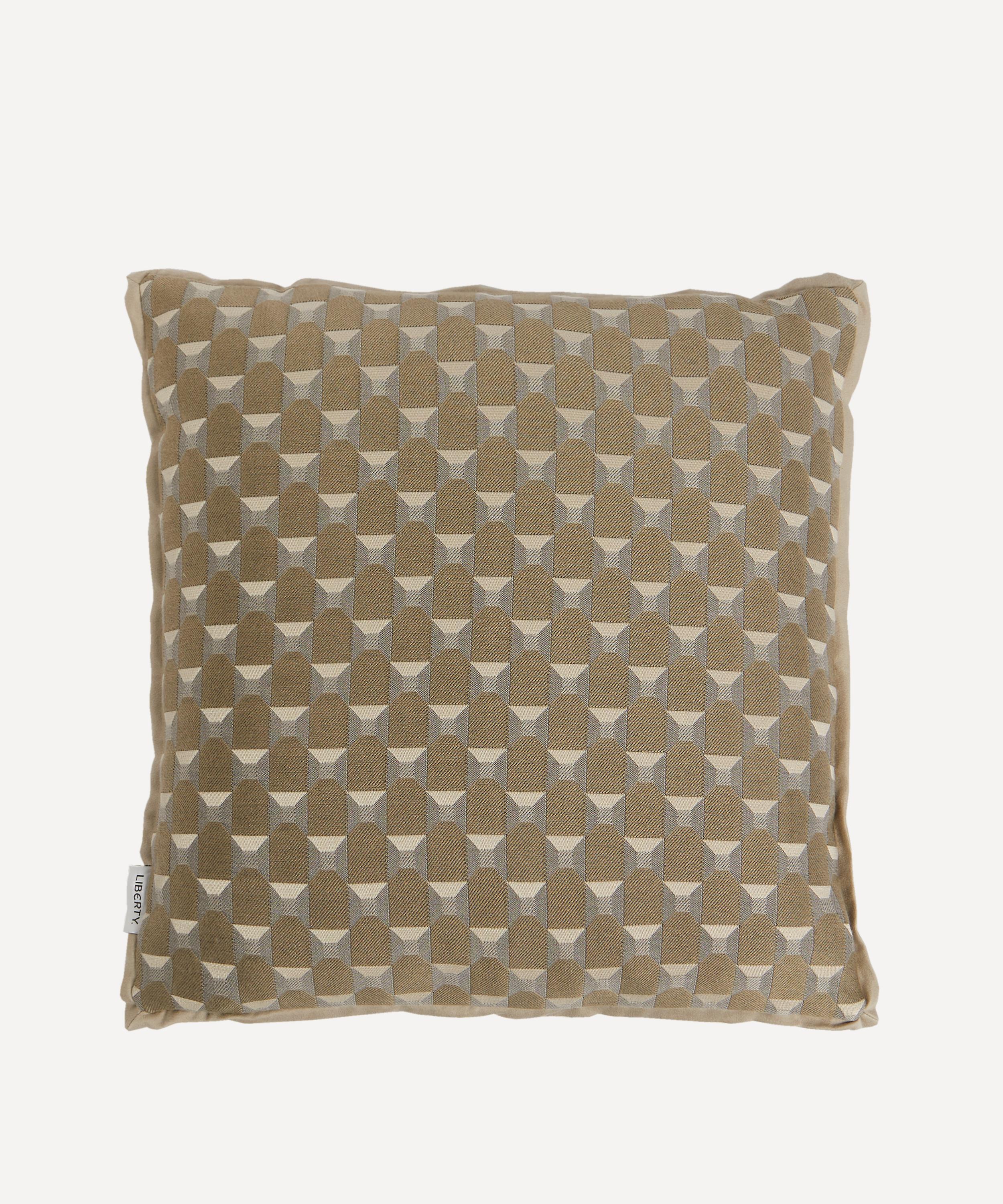 Liberty Obi Check Square Velvet Cushion In Fennel