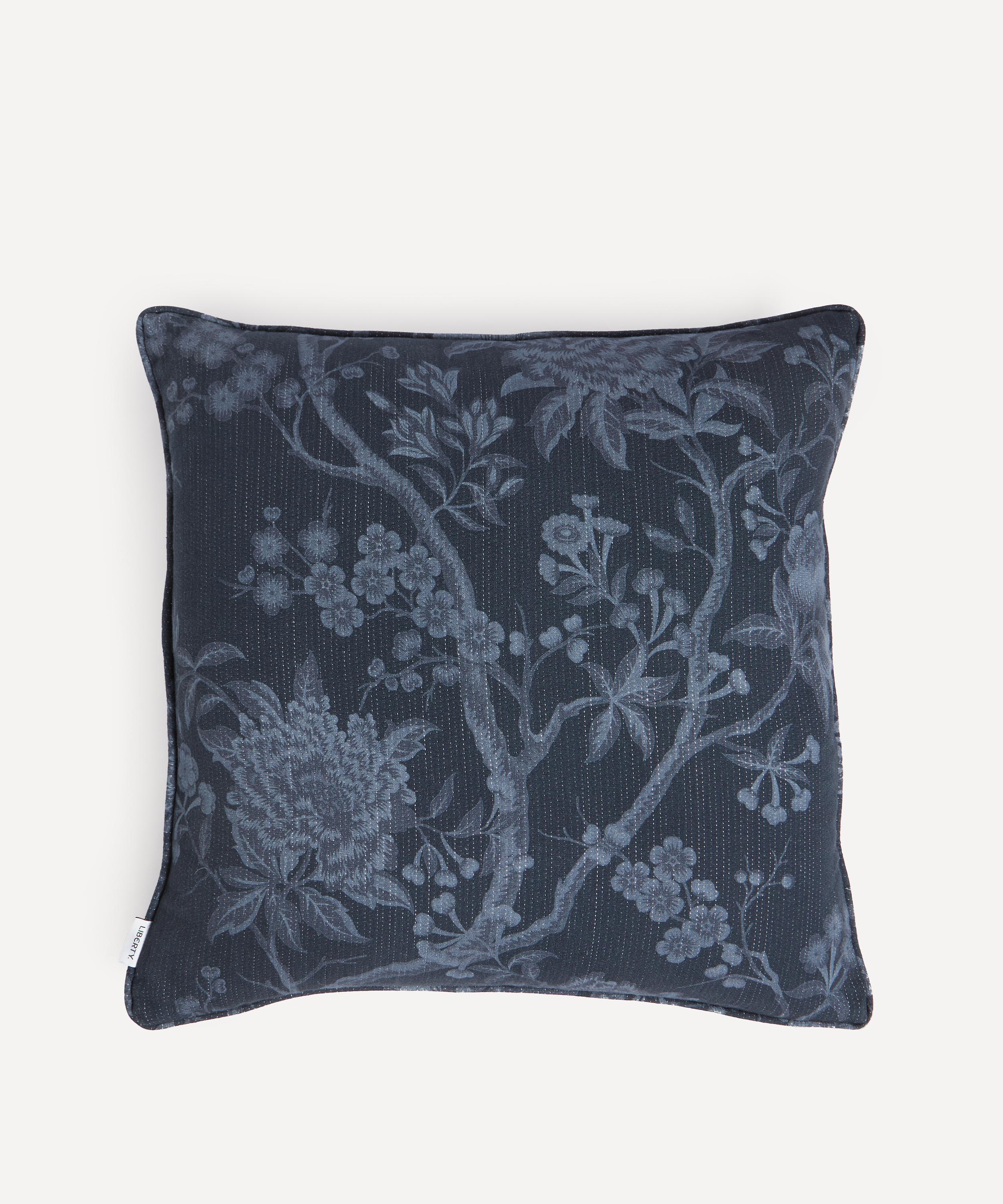 LIBERTY LIBERTY PORCELAIN FLOWER SQUARE CUSHION IN INK 