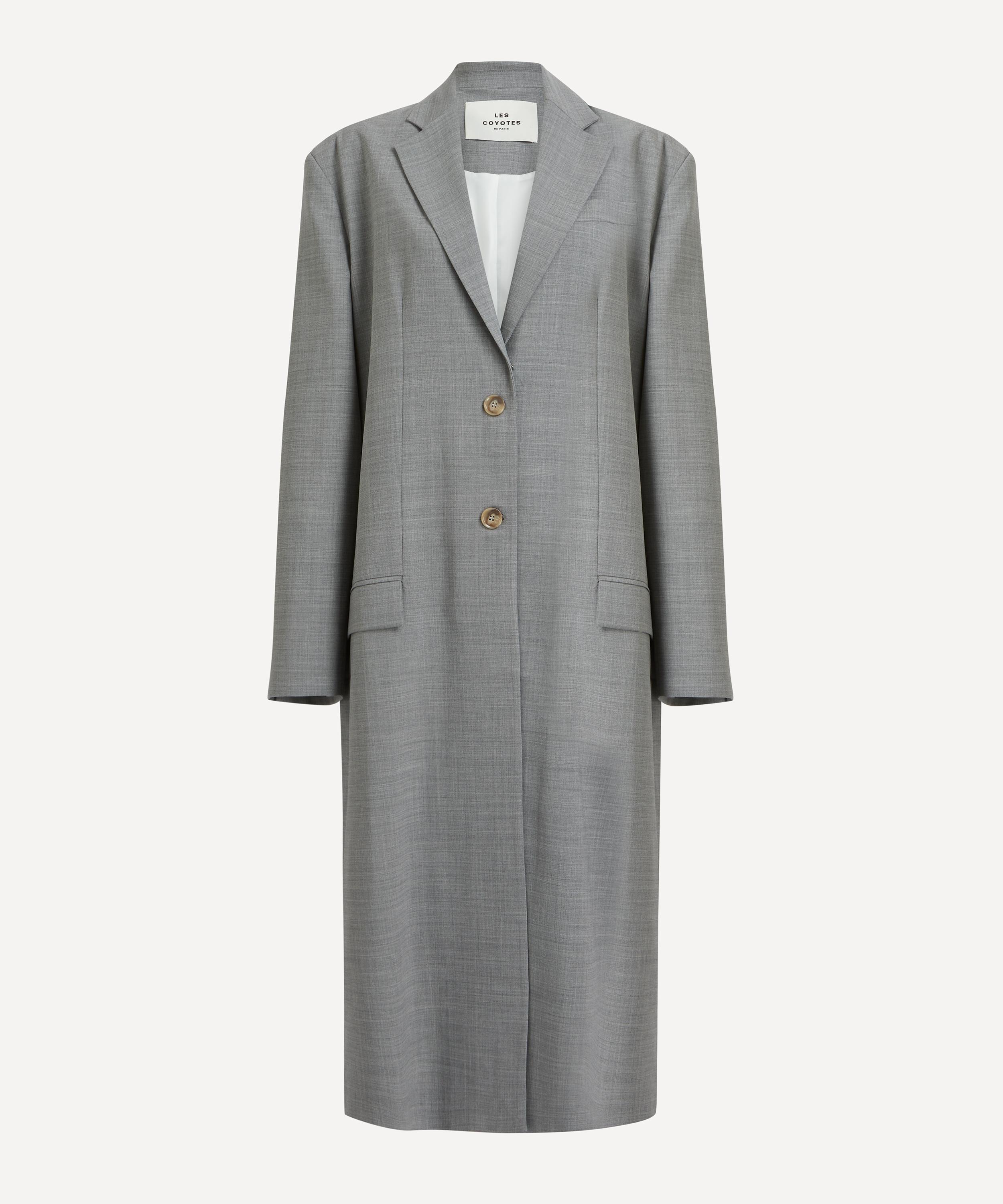 LES COYOTES DE PARIS LES COYOTES DE PARIS WOMEN'S LONG GREY MELANGE OVERCOAT 