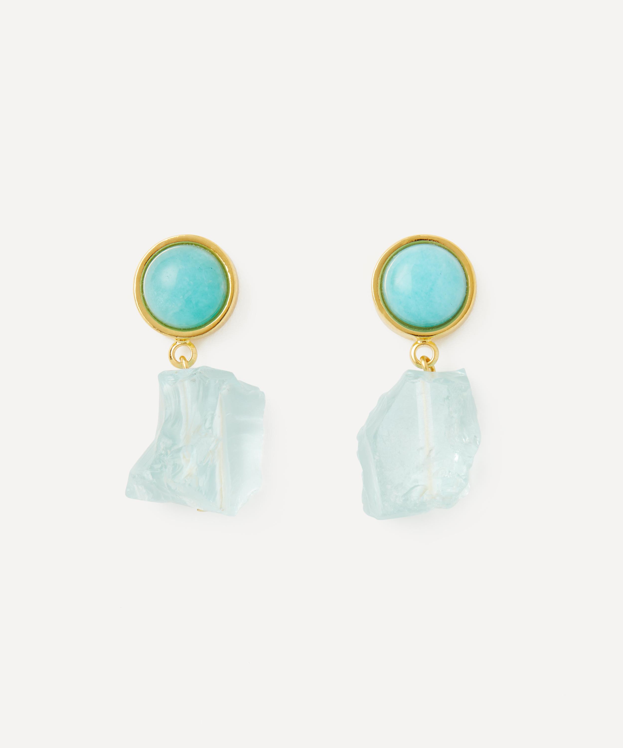 LIZZIE FORTUNATO LIZZIE FORTUNATO GOLD-PLATED GLACIER BAY DROP EARRINGS 