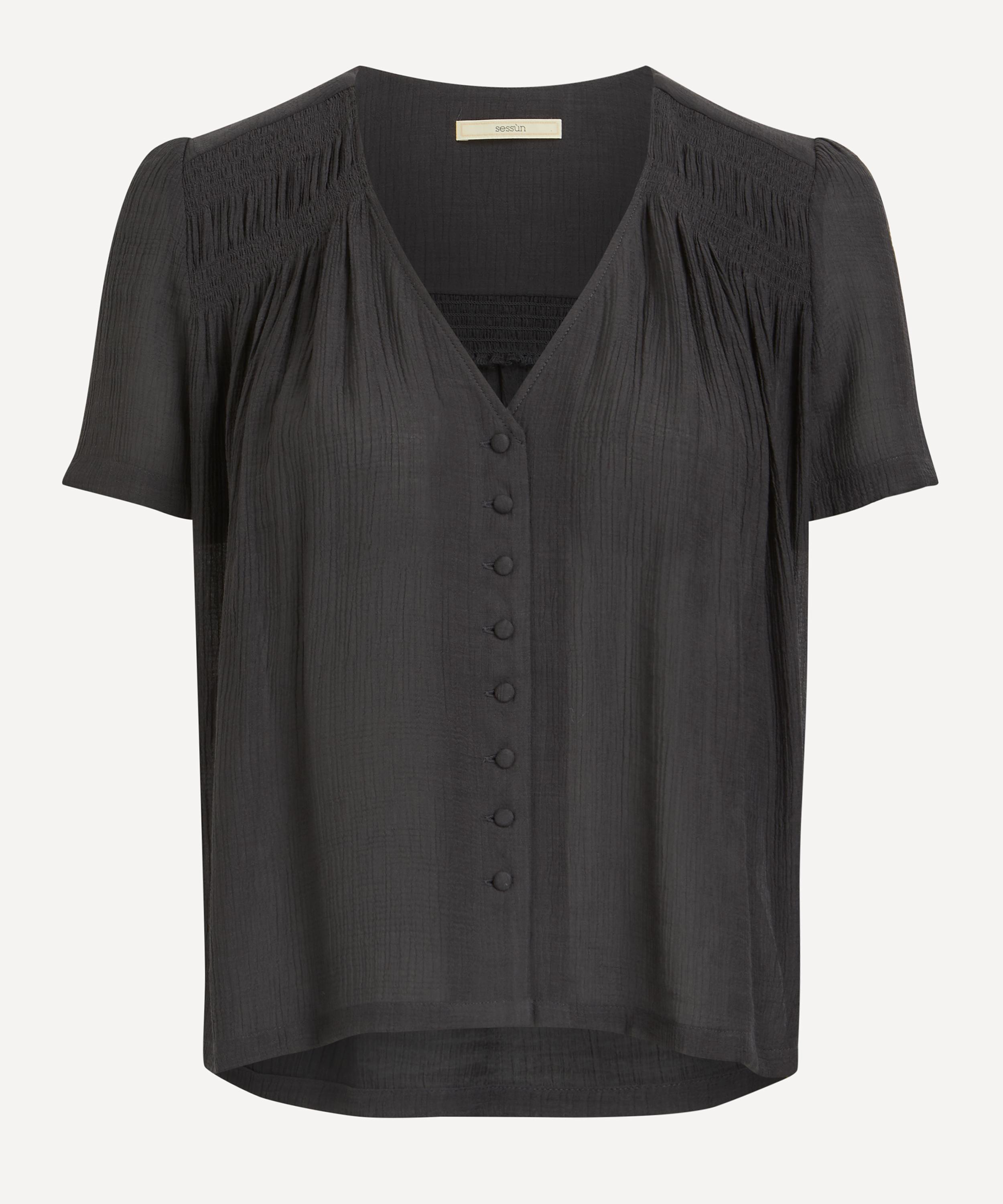 Shop Sessun Women's Siama Moonless Textured Satin Blouse
