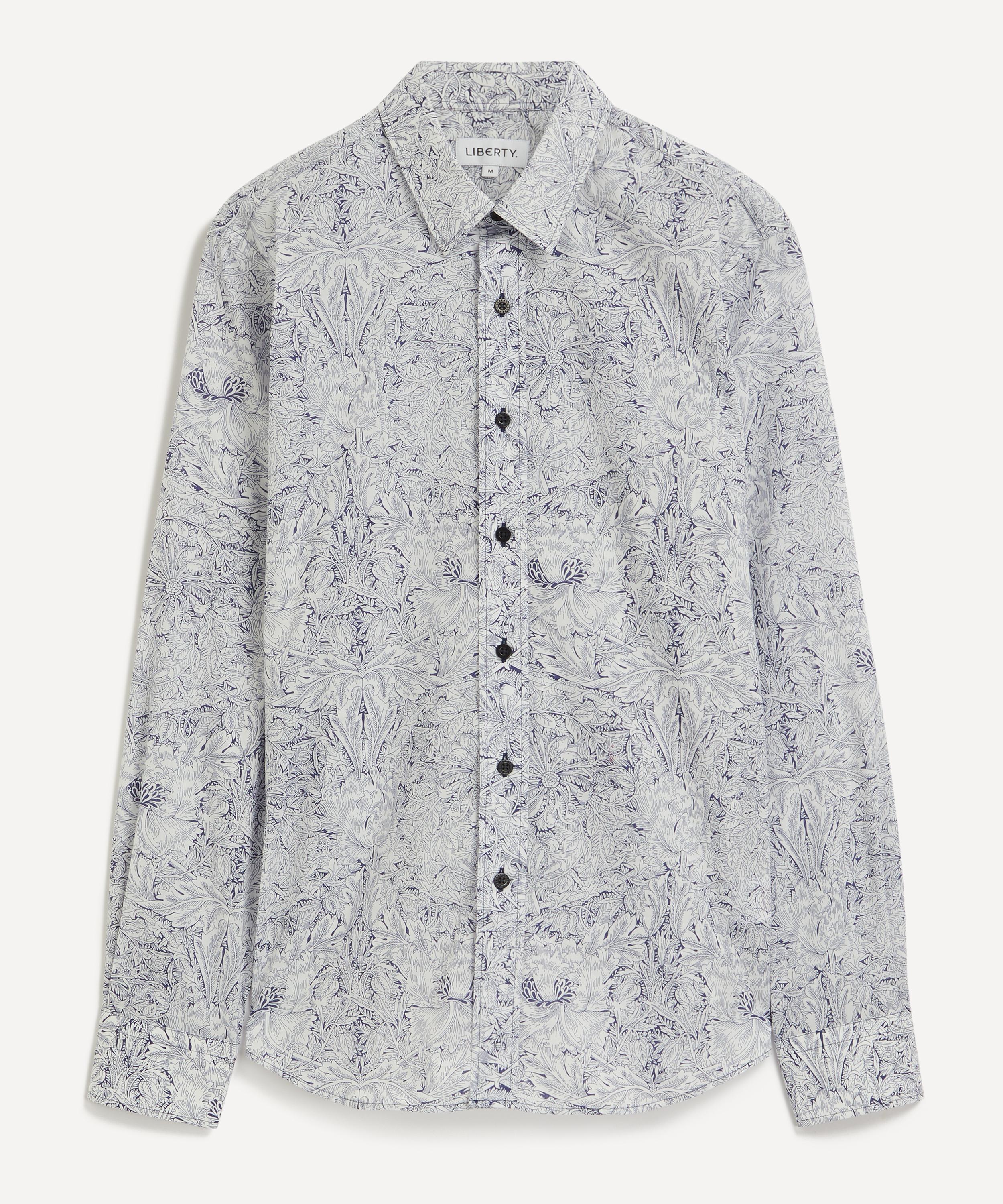 Liberty Mens Classic Fit Tana Lawn Shirt in Indigo Morris