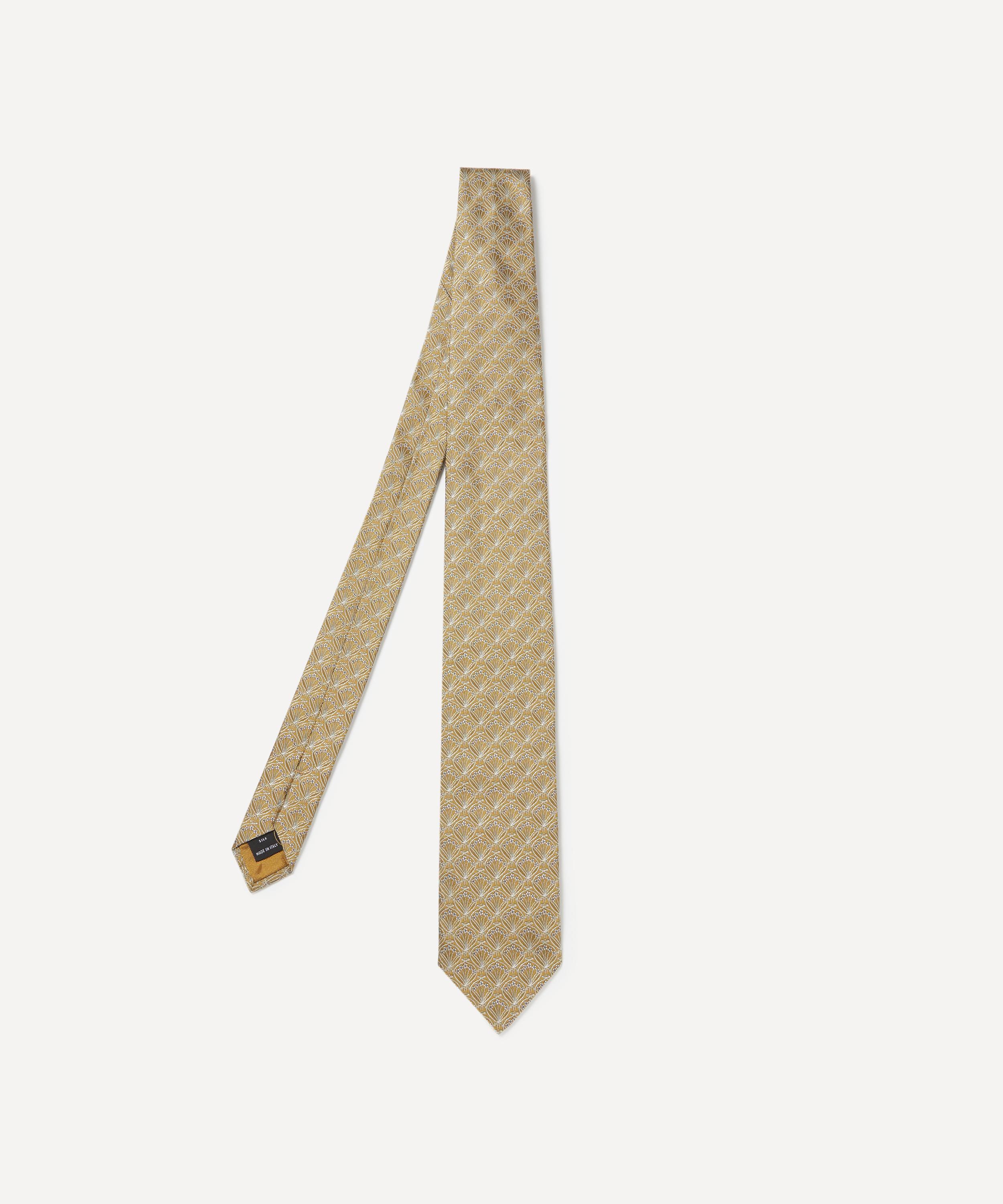 Liberty Mens Iphis Jacquard Silk Tie Dark Yellow