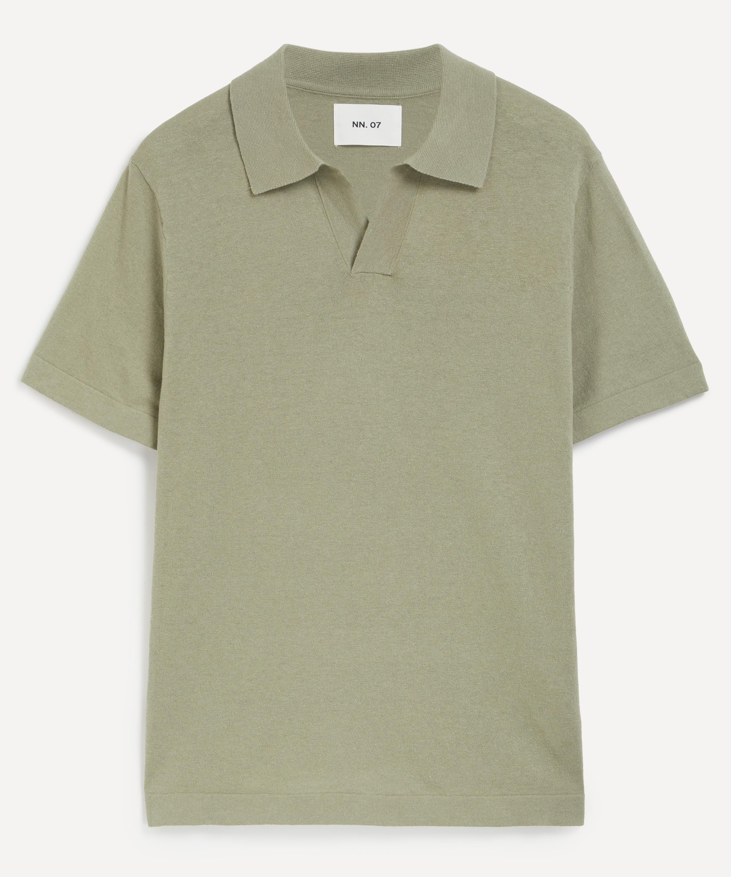 Nn07 Mens Ryan Knitted Linen-blend Polo In Gray