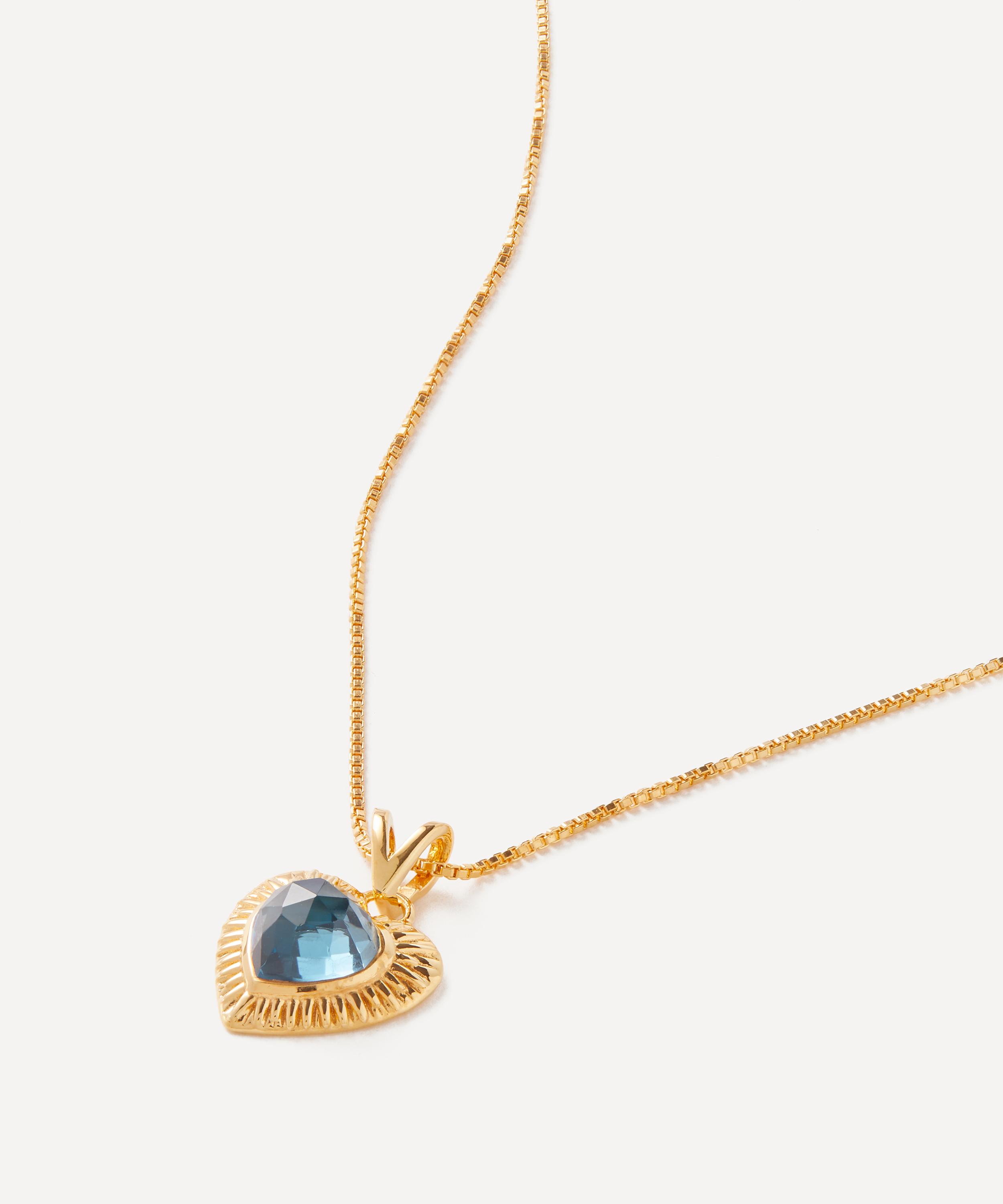 Rachel Jackson 22ct Gold-plated Electric Love Blue Topaz Heart Pendant Necklace