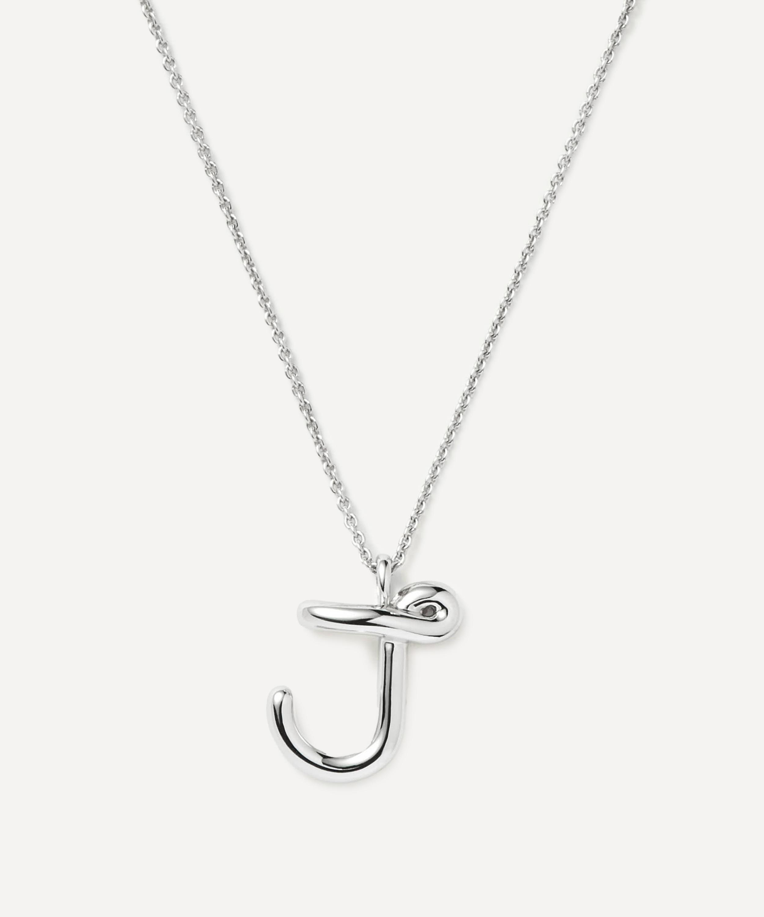 Missoma Sterling Silver Curly Molten J Initial Pendant Necklace In Gold