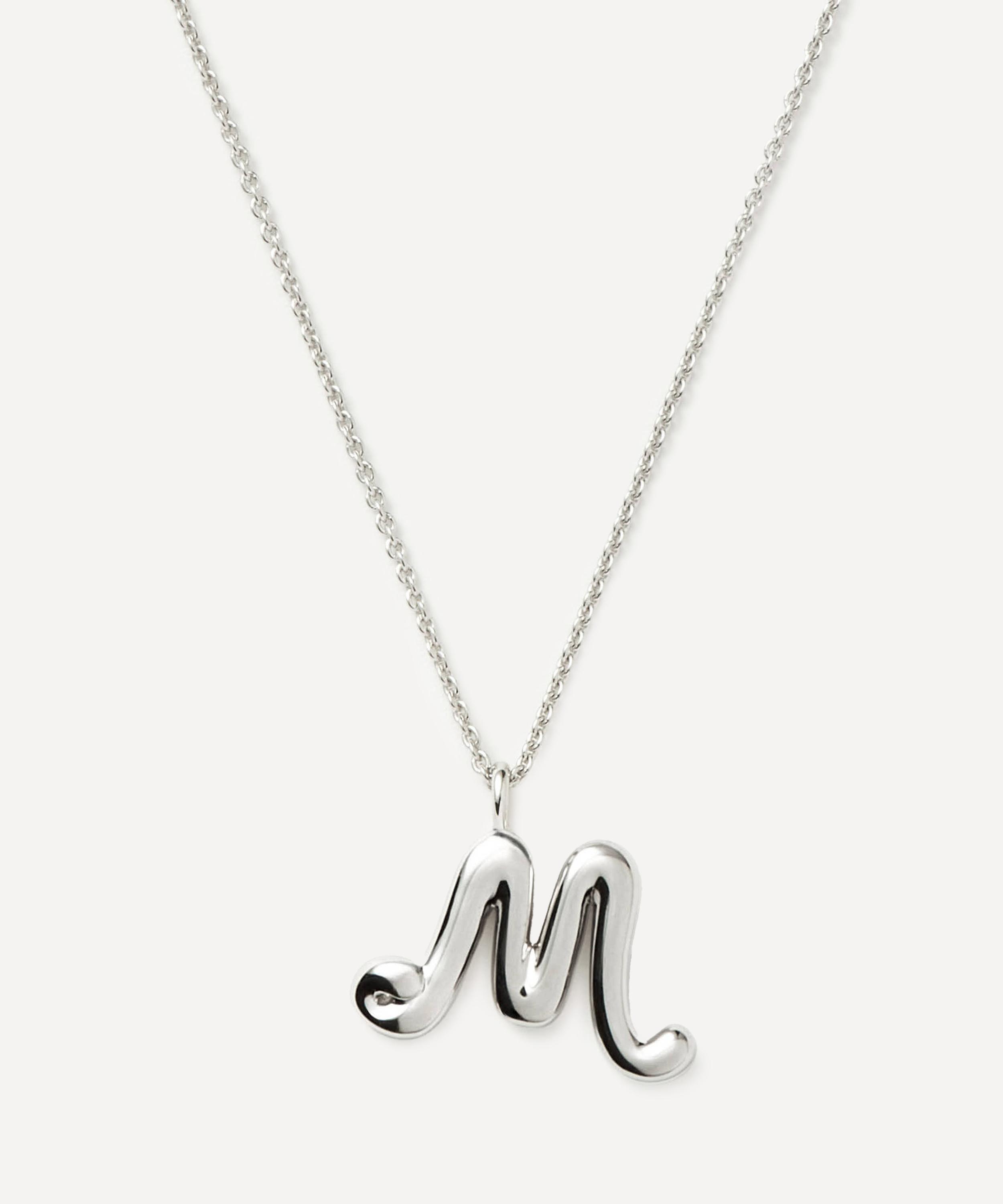 Missoma Sterling Silver Curly Molten M Initial Pendant Necklace In Metallic
