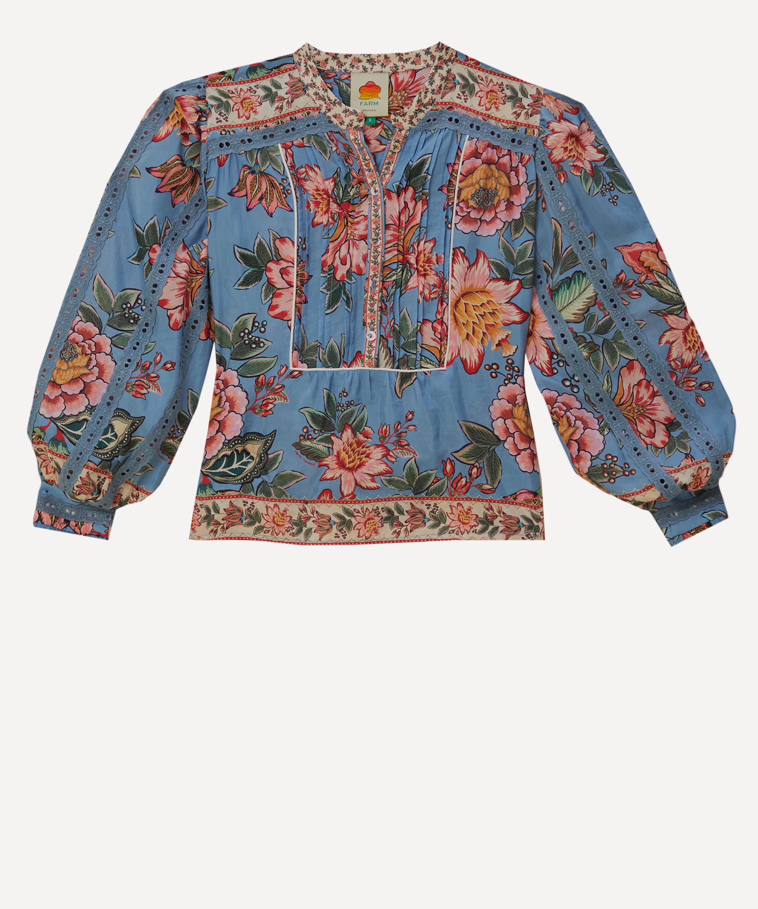 FARM Rio Women's Wonderful Bouquet Blue LongSleeve Top