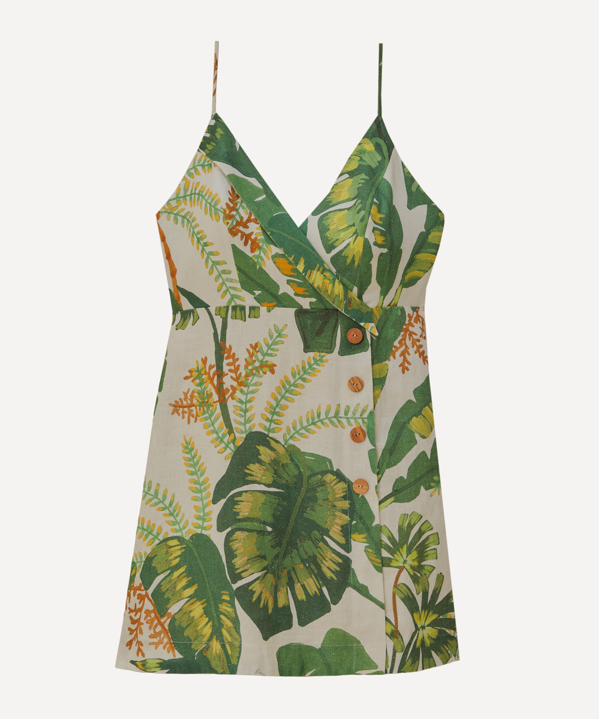 Farm Rio Women's Tropical Forest Off-white Mini-dress In Green