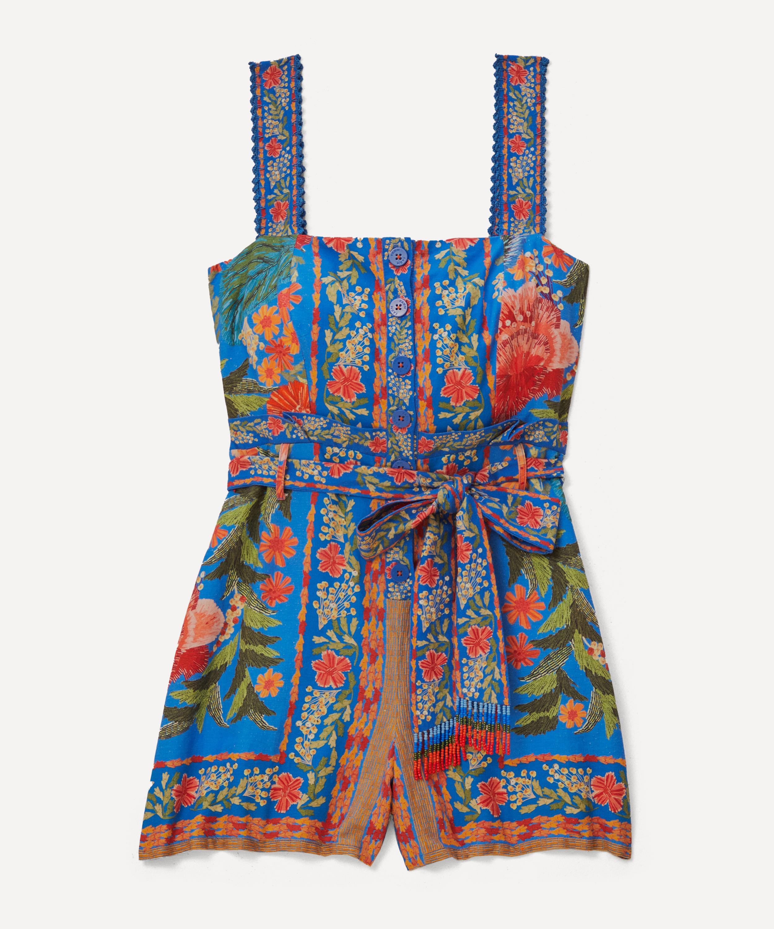 FARM Rio Women's Stitched Garden Blue Romper XS