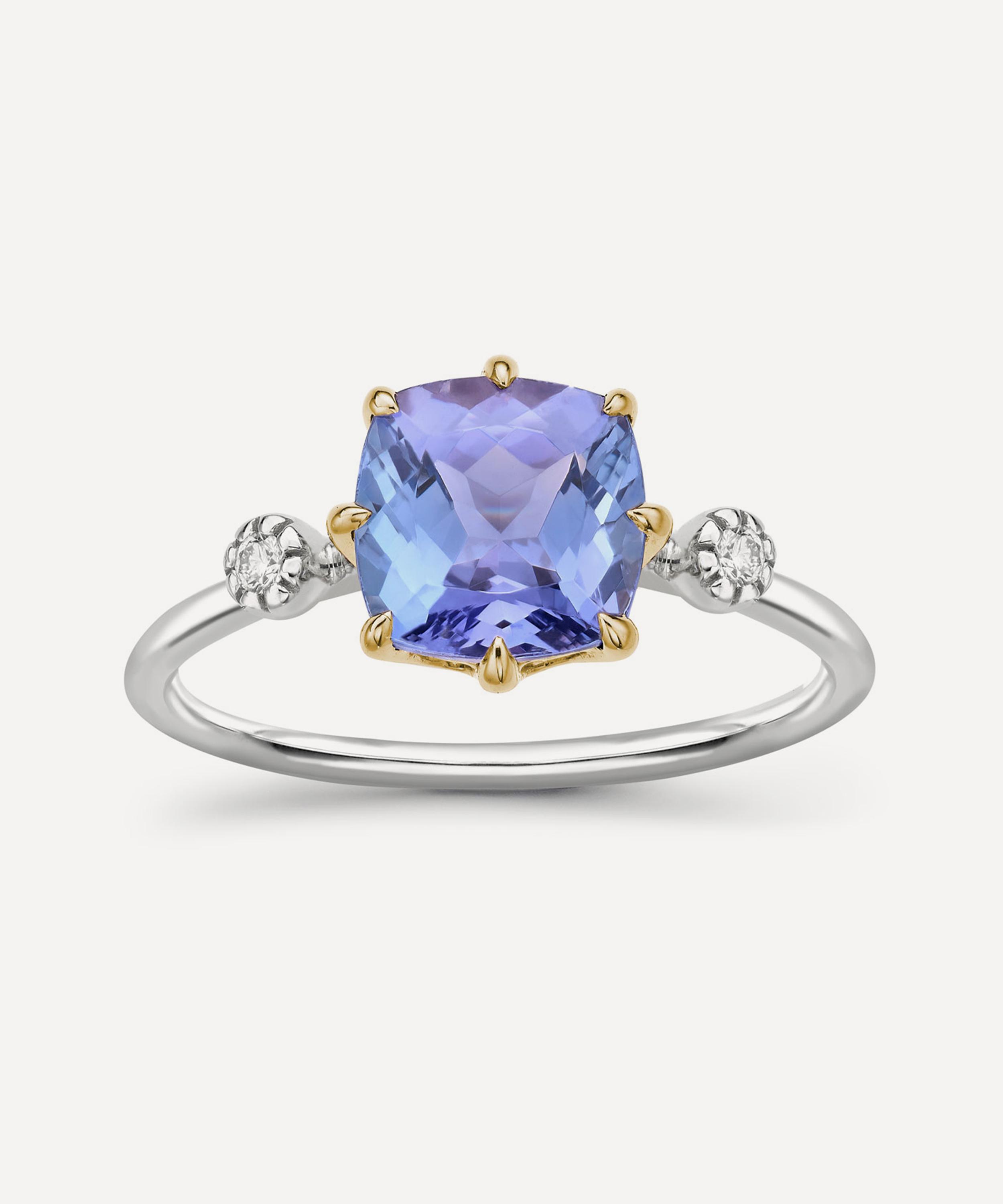 Dinny Hall 14ct White Gold Iris Tanzanite and Diamond Ring Luxury Gift