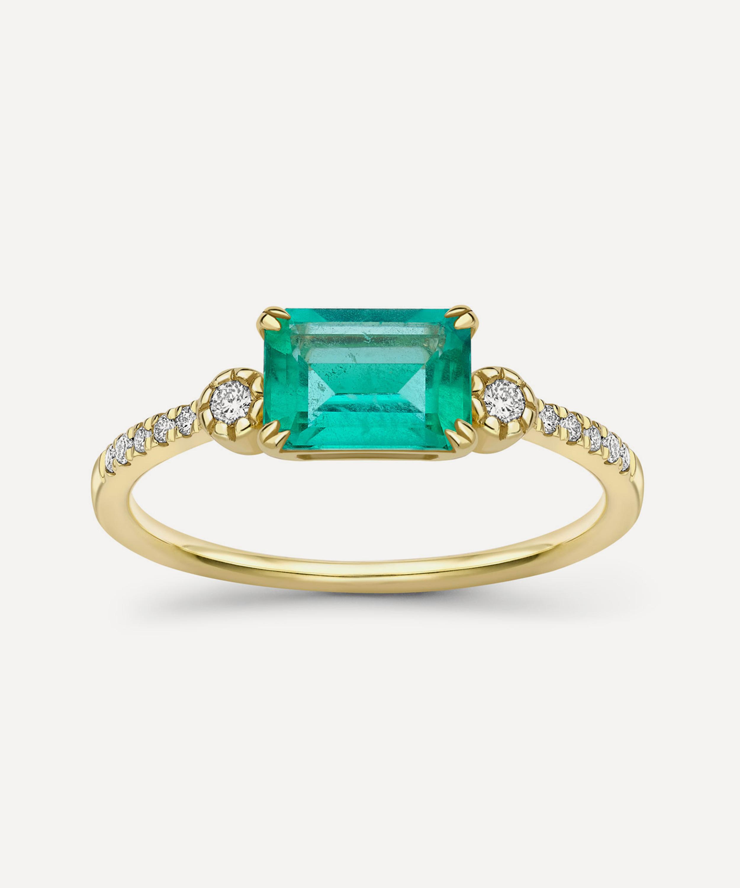 Dinny Hall 14ct Gold Betony Emerald and Diamond Ring Luxury