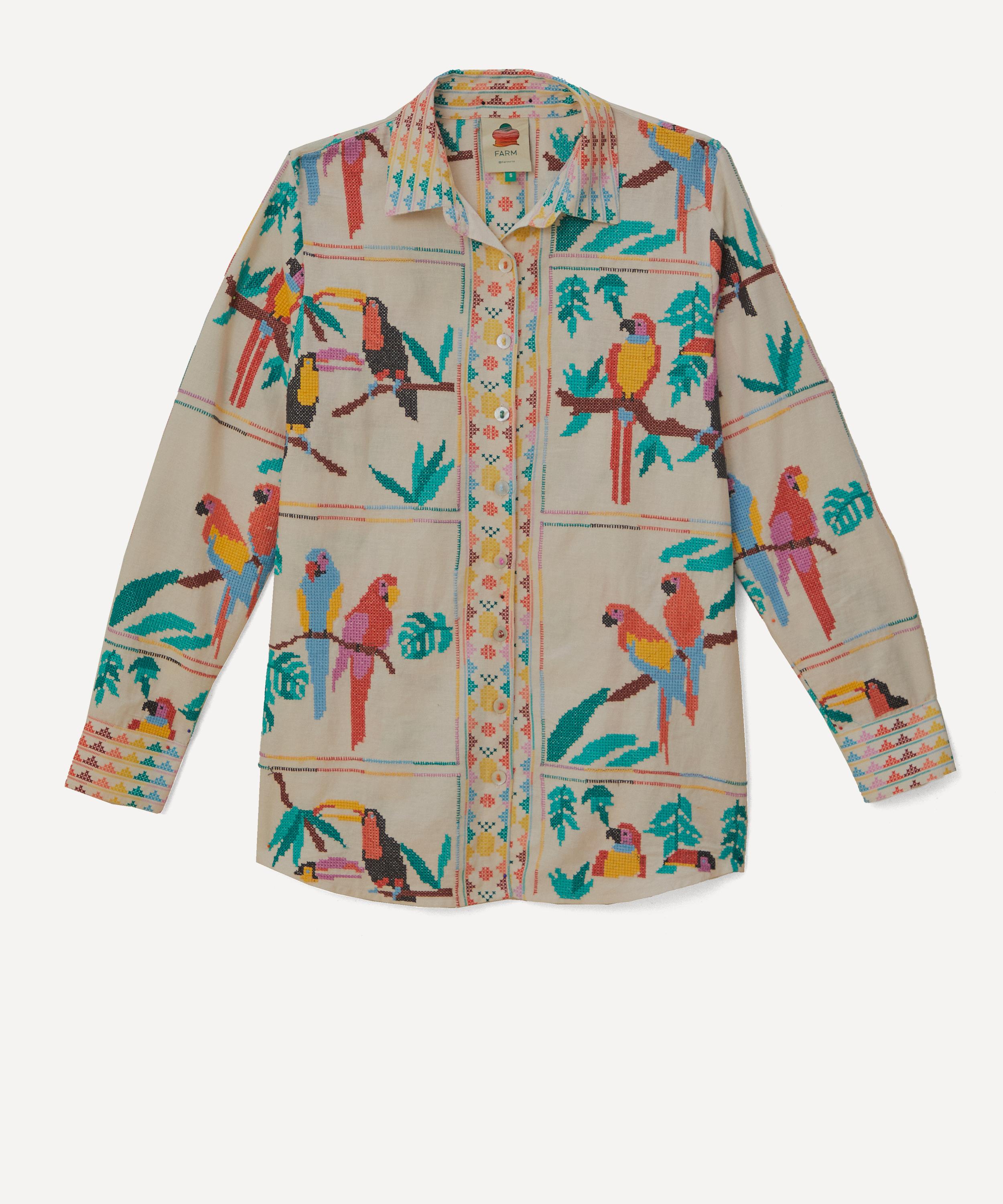 FARM RIO FARM RIO WOMEN'S TROPICAL STITCH LONG SLEEVE SHIRT 