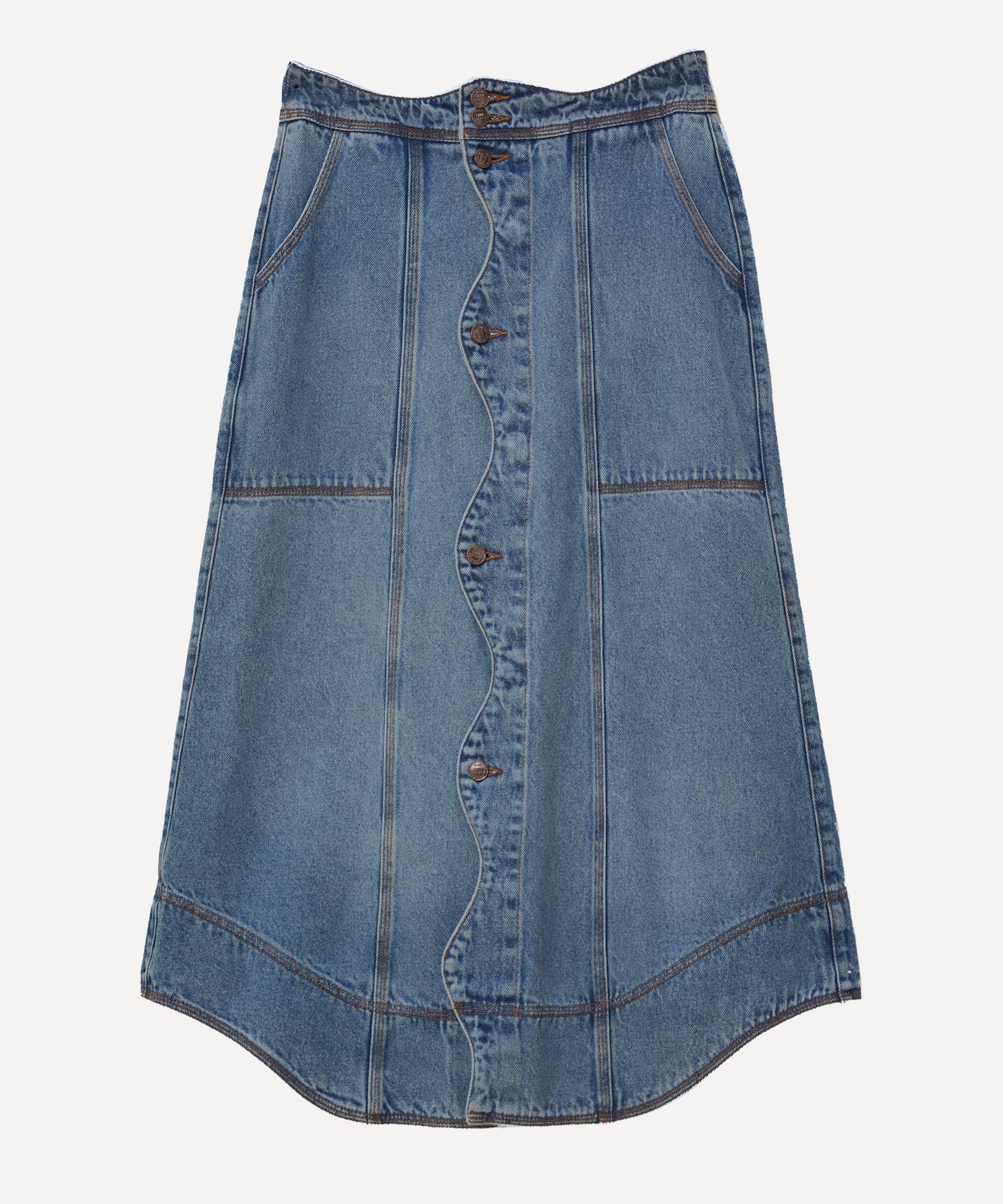 FARM Rio Women's Denim Wave Skirt Blue 28