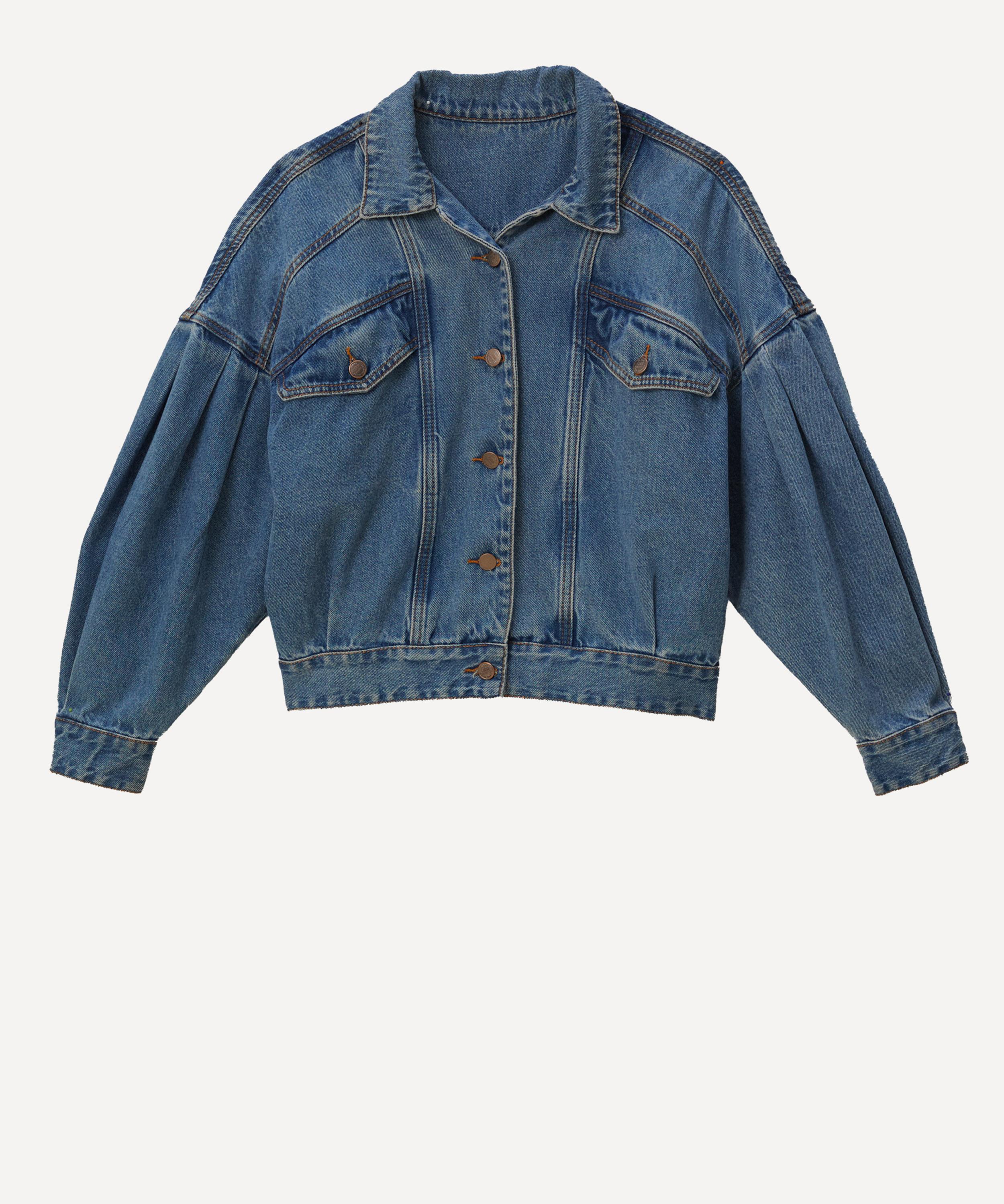 Farm Rio Women's Denim Bomber Mini Jacket