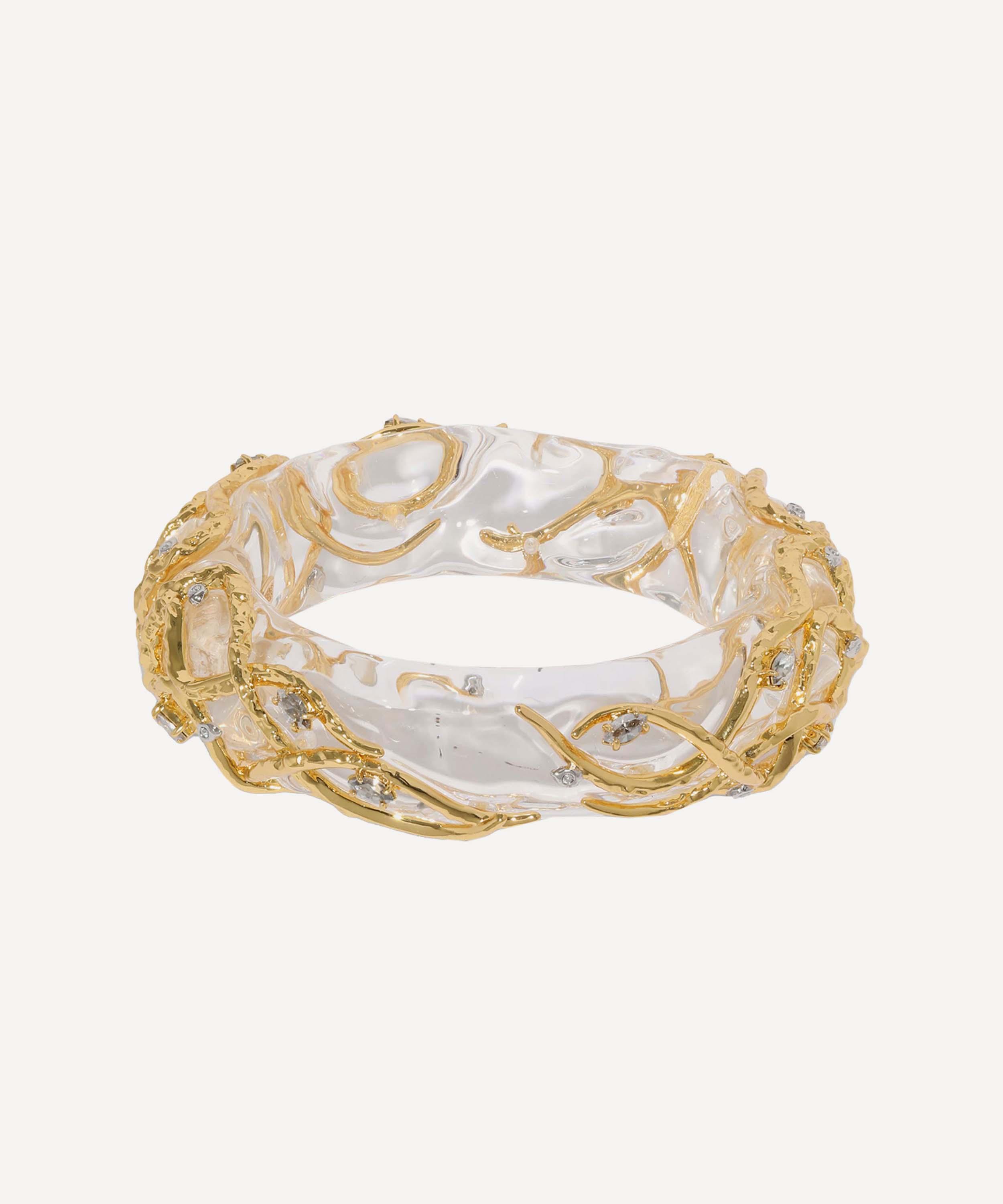 ALEXIS BITTAR ALEXIS BITTAR 14CT GOLD-PLATED LIQUID VINE LUCITE BANGLE BRACELET 