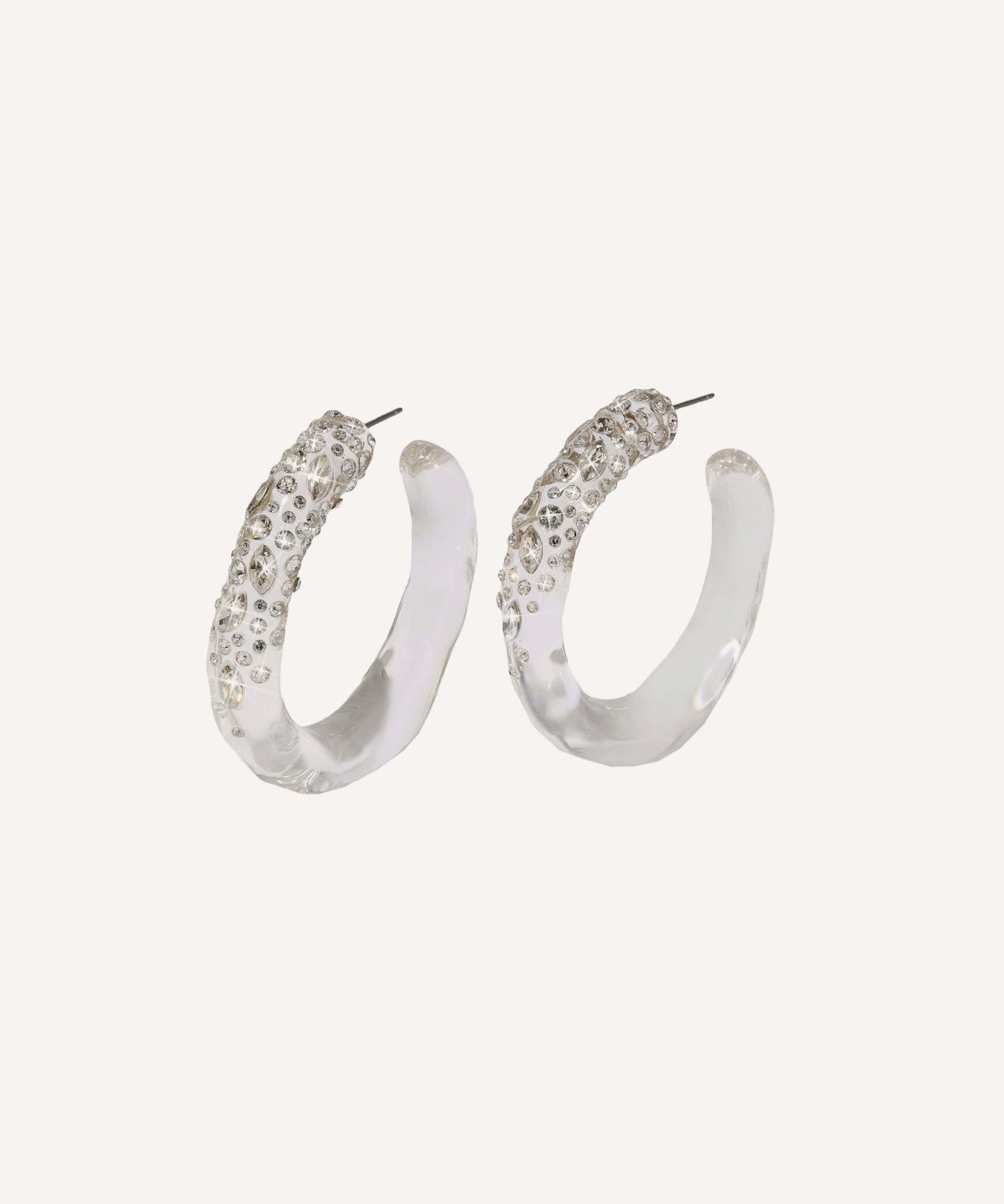 ALEXIS BITTAR ALEXIS BITTAR CONFETTI CRYSTAL LUCITE HOOP EARRINGS 