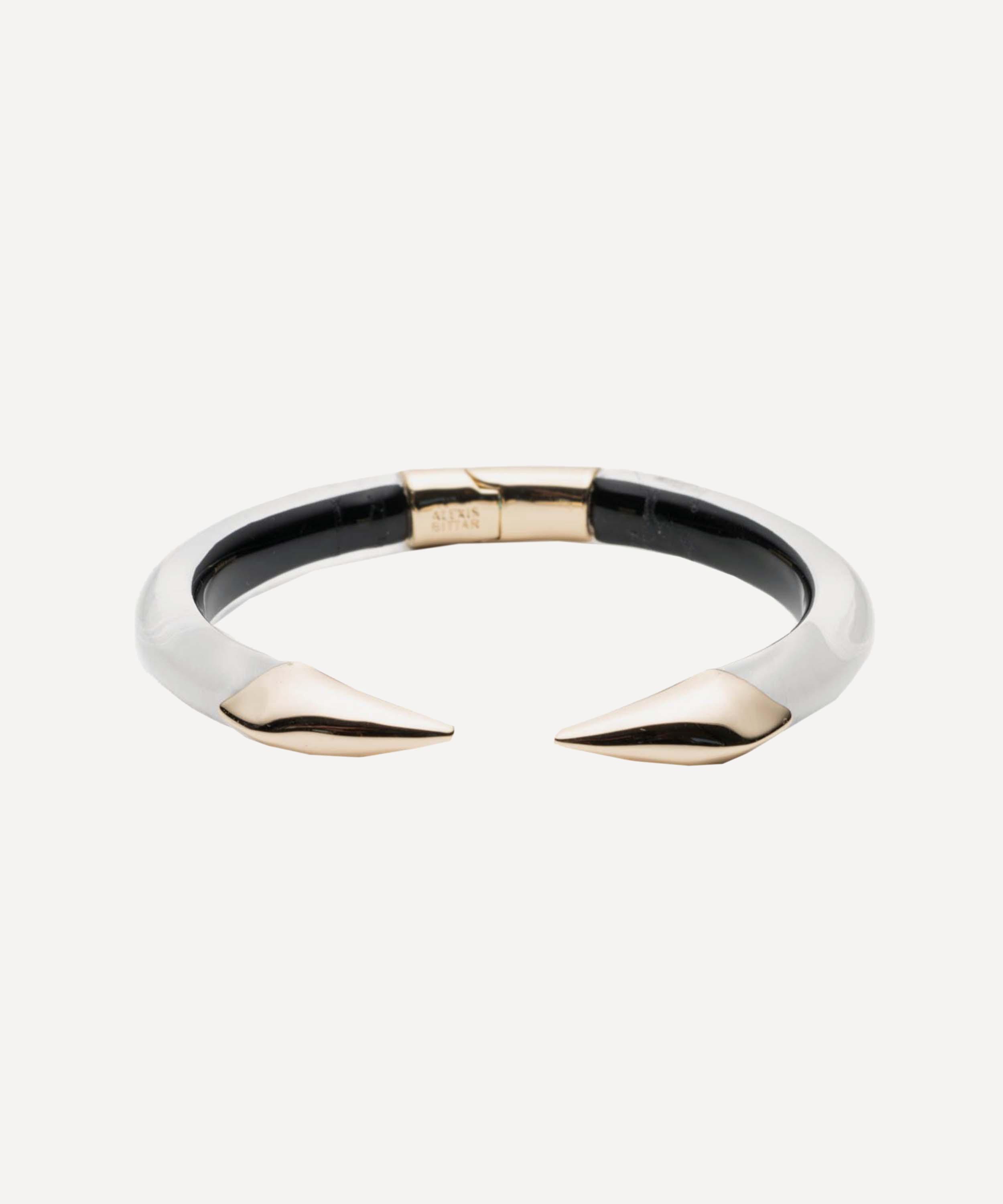 ALEXIS BITTAR ALEXIS BITTAR 14CT GOLD-PLATED MIRRORED PYRAMID LUCITE BRAKE HINGE CUFF BRACELET 
