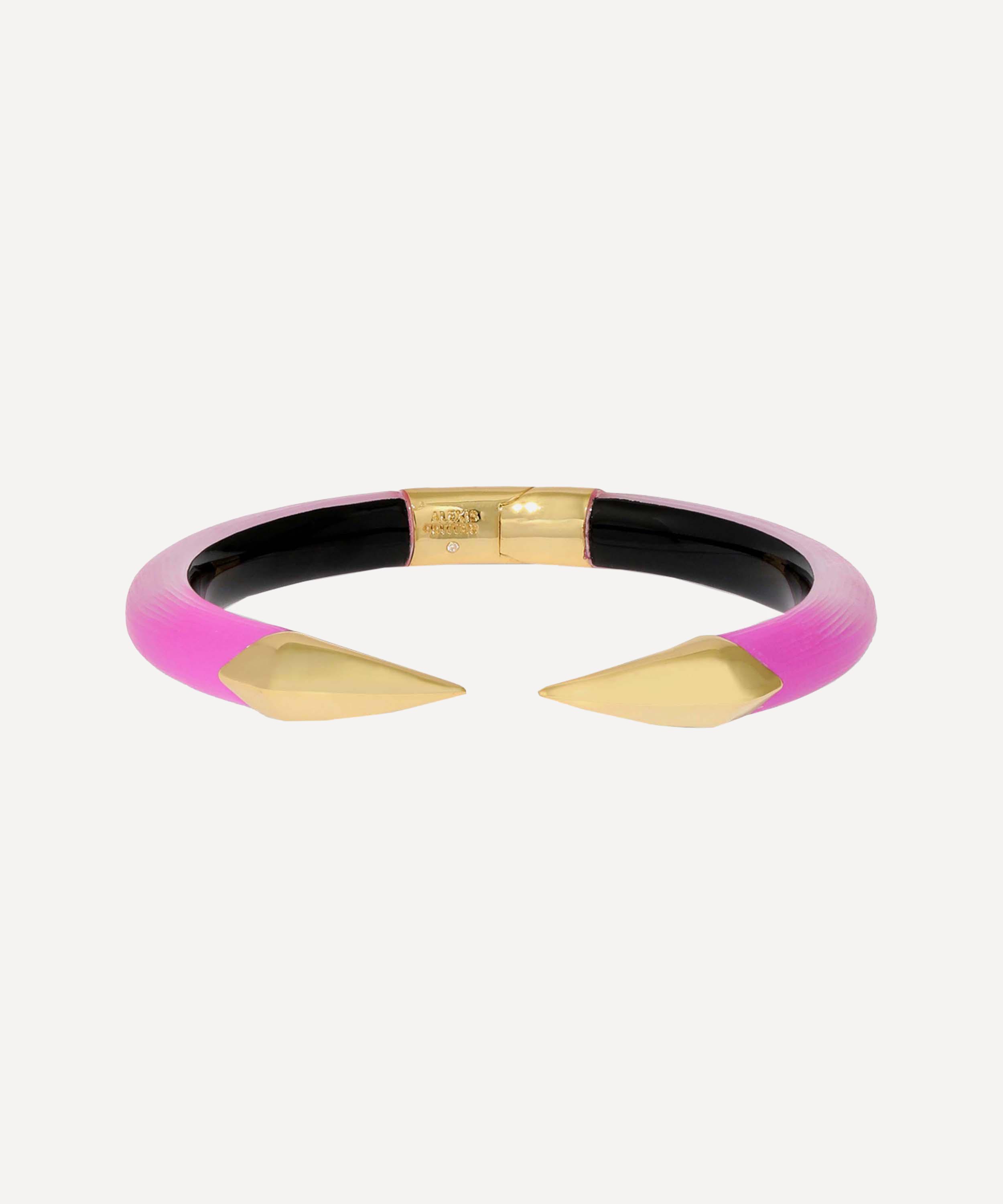 ALEXIS BITTAR ALEXIS BITTAR 14CT GOLD-PLATED MIRRORED PYRAMID LUCITE BRAKE HINGE CUFF BRACELET 